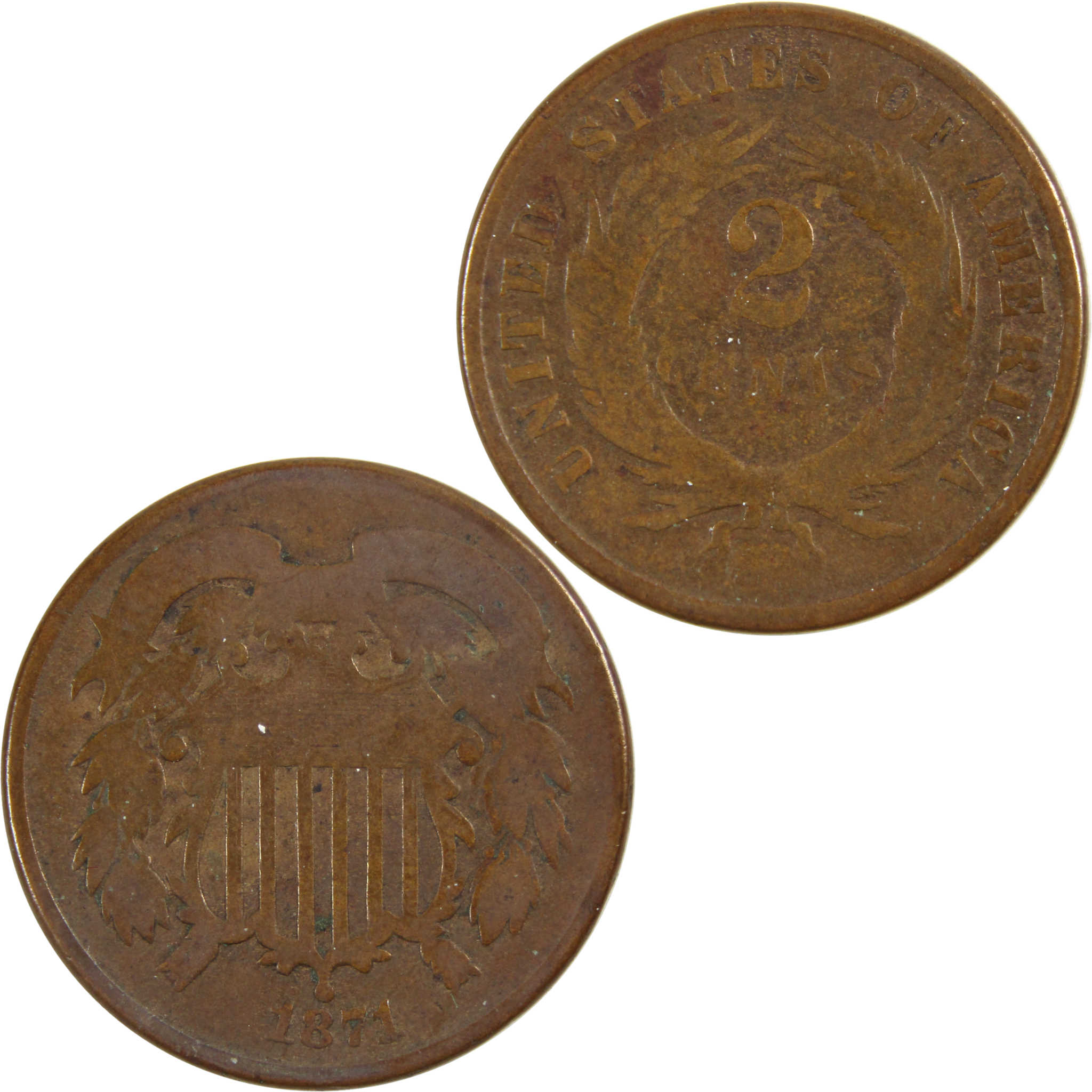 1871 Two Cent Piece G Good 2c Coin SKU:I8135