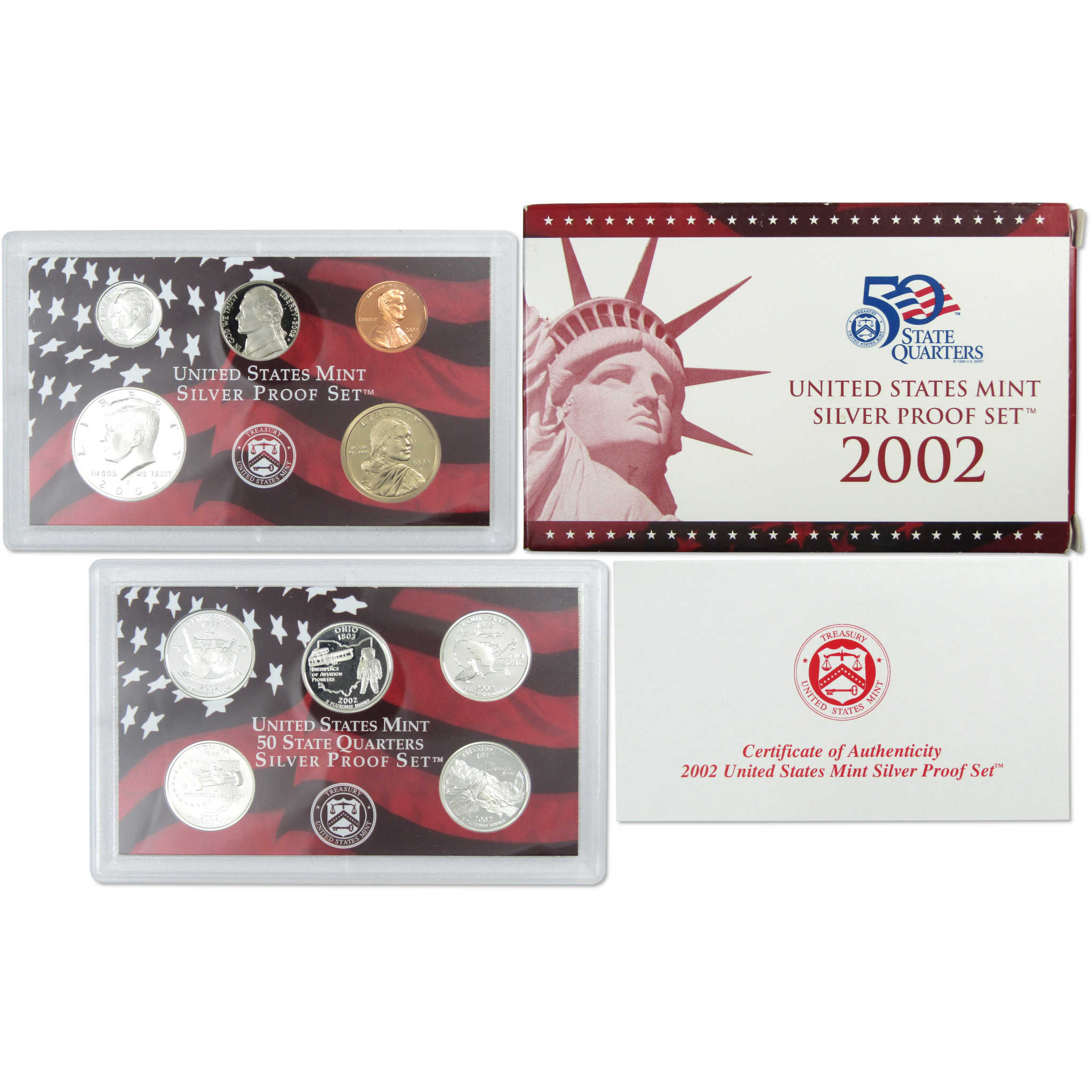 2002 Silver Proof Set U.S. Mint Original Government Packaging OGP COA