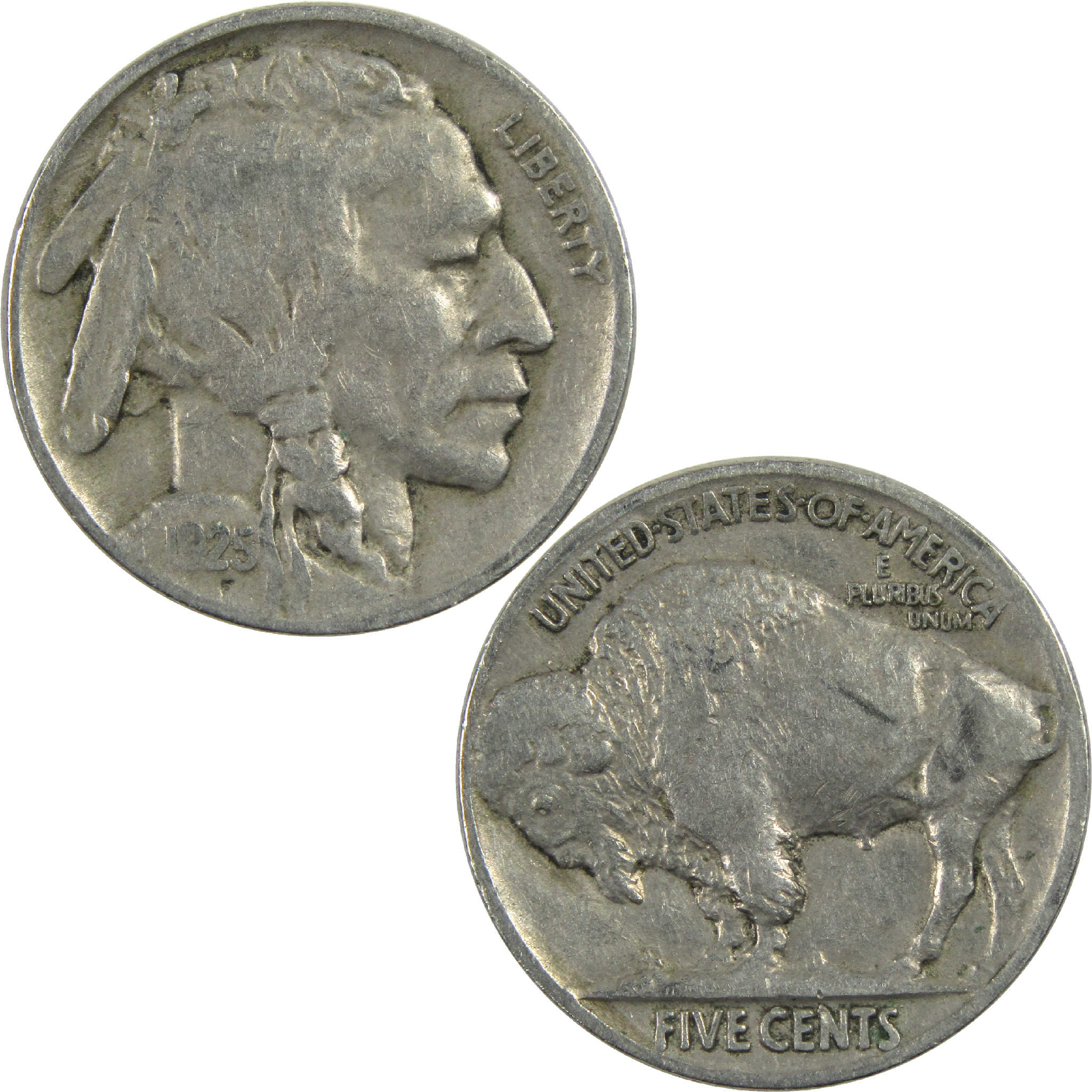 1925 Indian Head Buffalo Nickel F Fine 5c Coin SKU:I13540