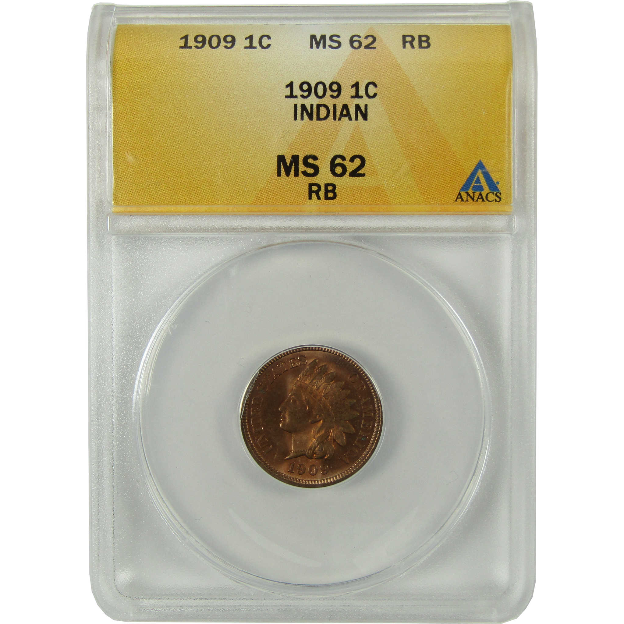 1909 Indian Head Cent MS 62 RB ANACS Uncirculated Penny SKU:I28403