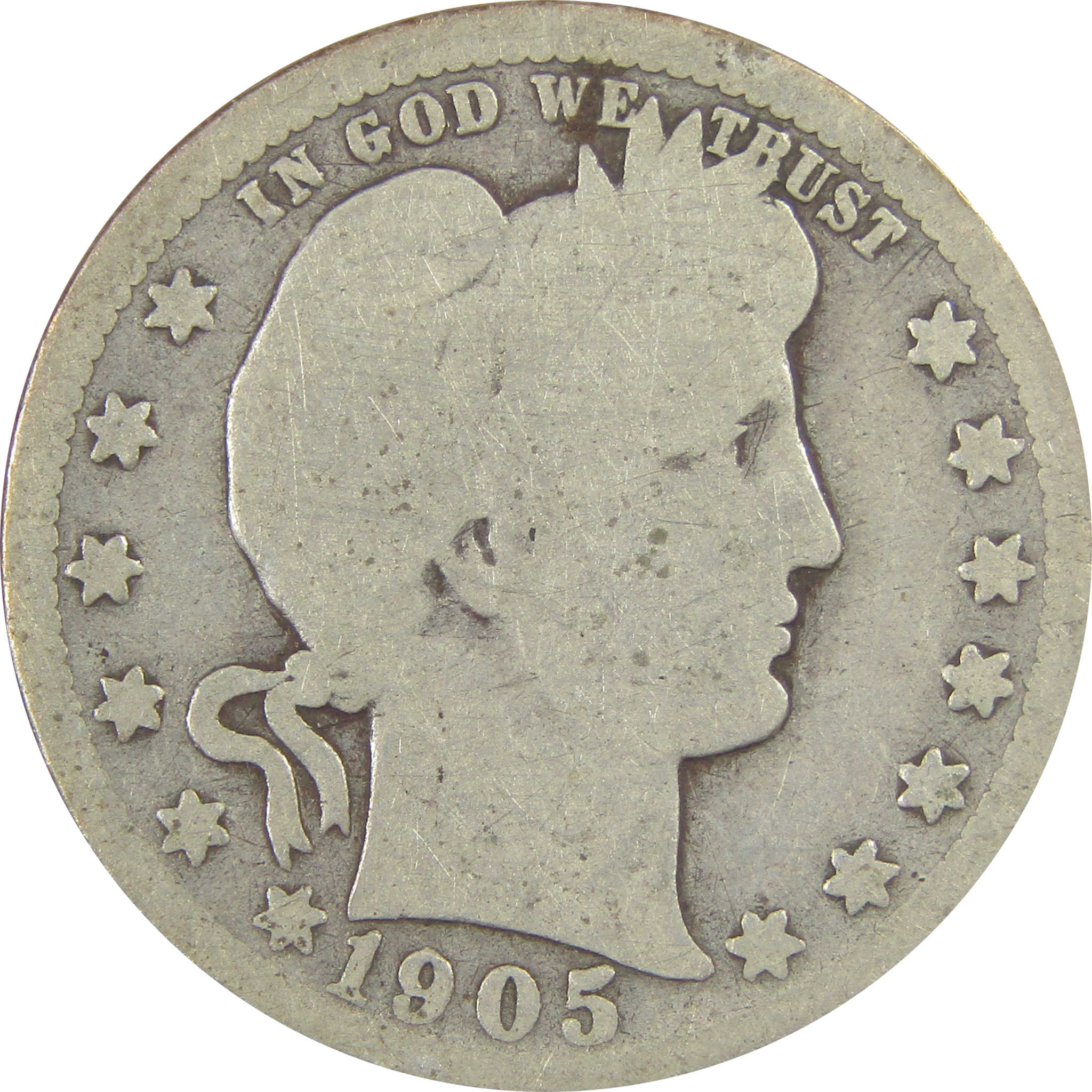 1905 O Barber Quarter G Good Silver 25c Coin SKU:I21820