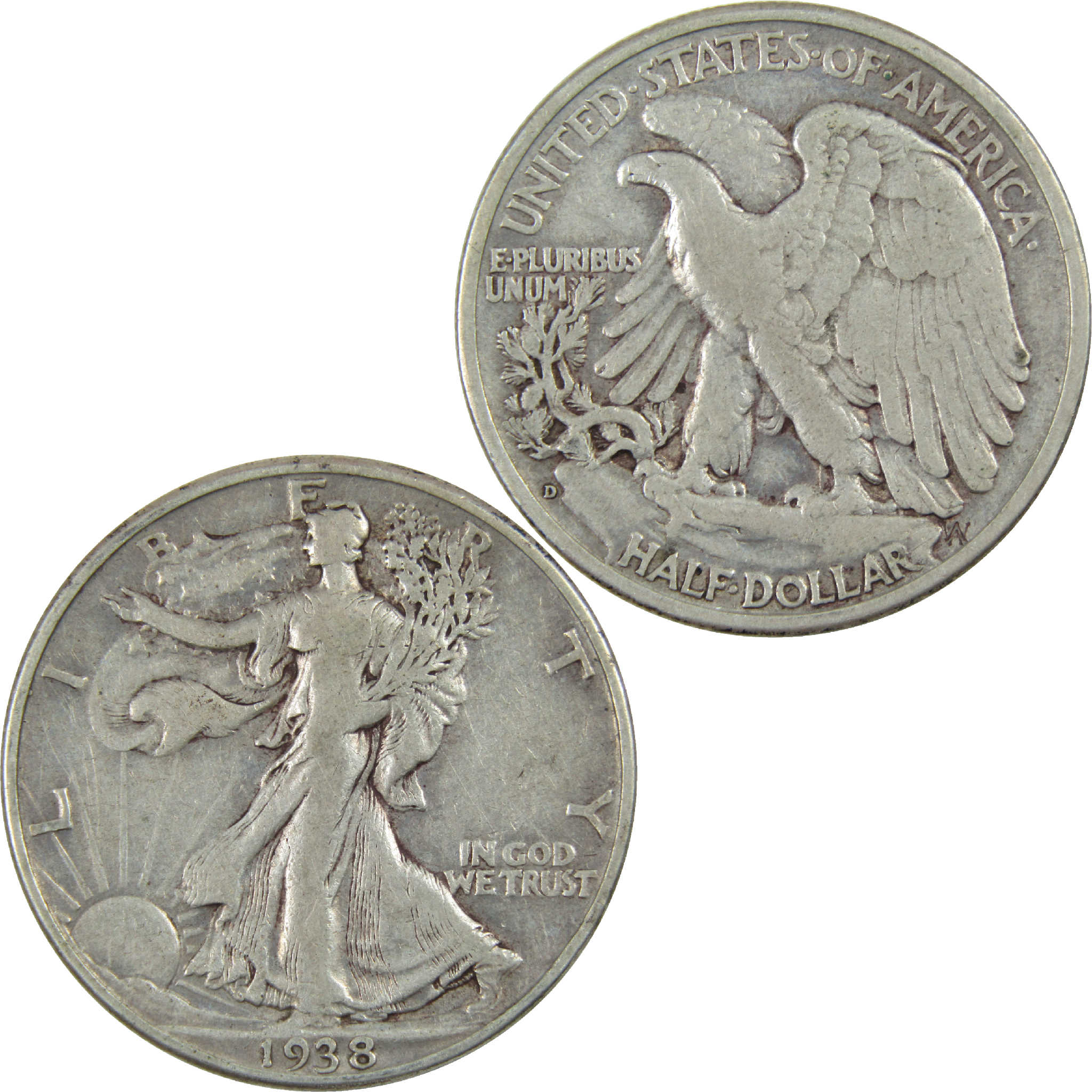 1938 D Liberty Walking Half Dollar VF Very Fine Silver 50c SKU:I12354