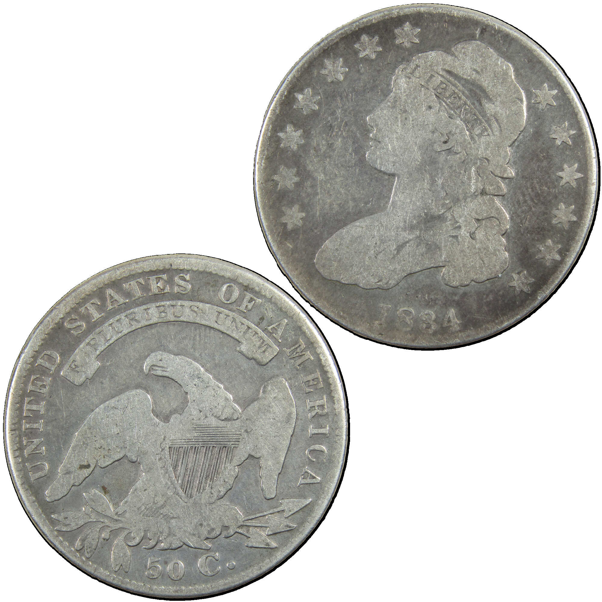 1834 Small Date and Letters Capped Bust Half About Good SKU:I12927