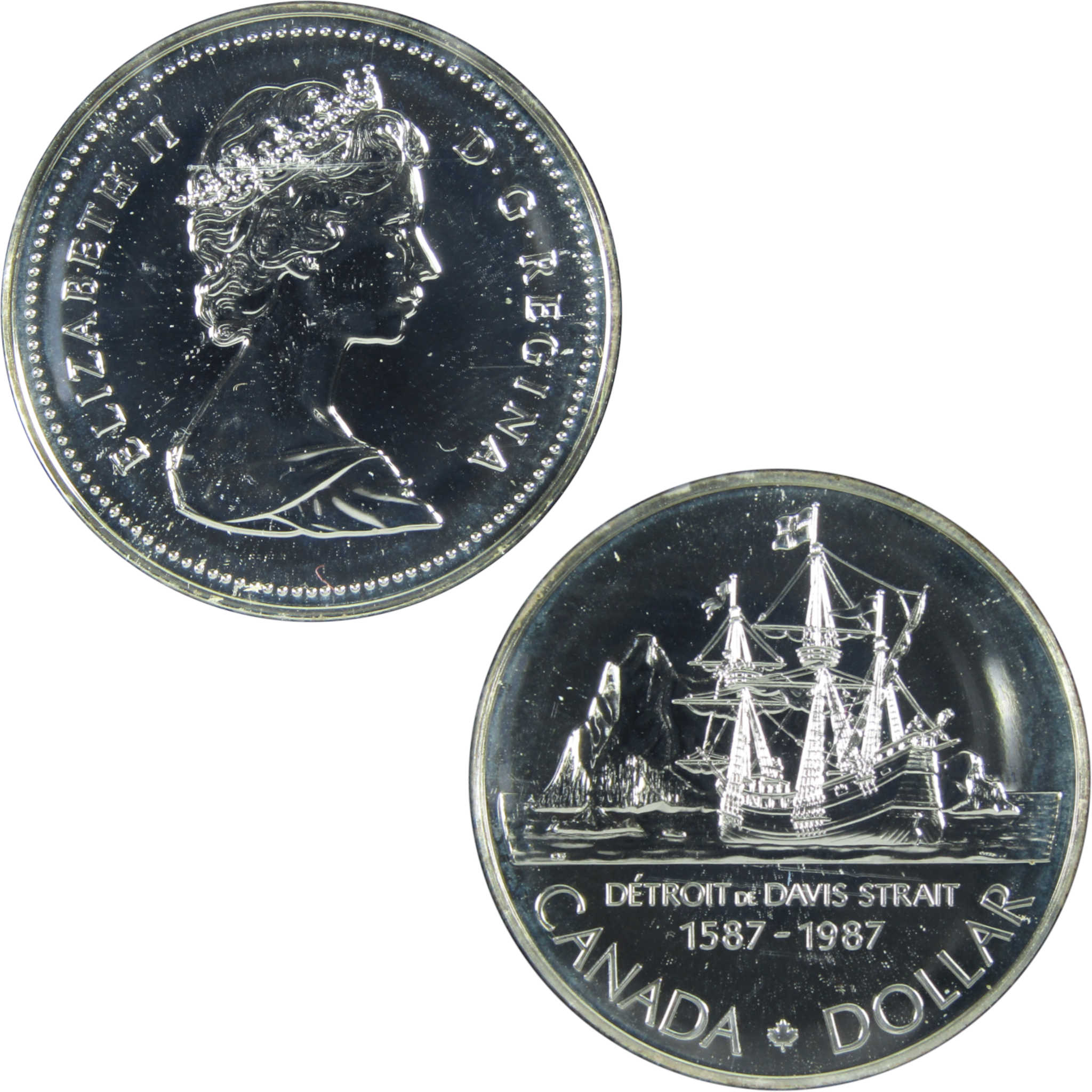 1987 Canadian Davis Strait Dollar Uncirculated Silver $1 SKU:CPC4624