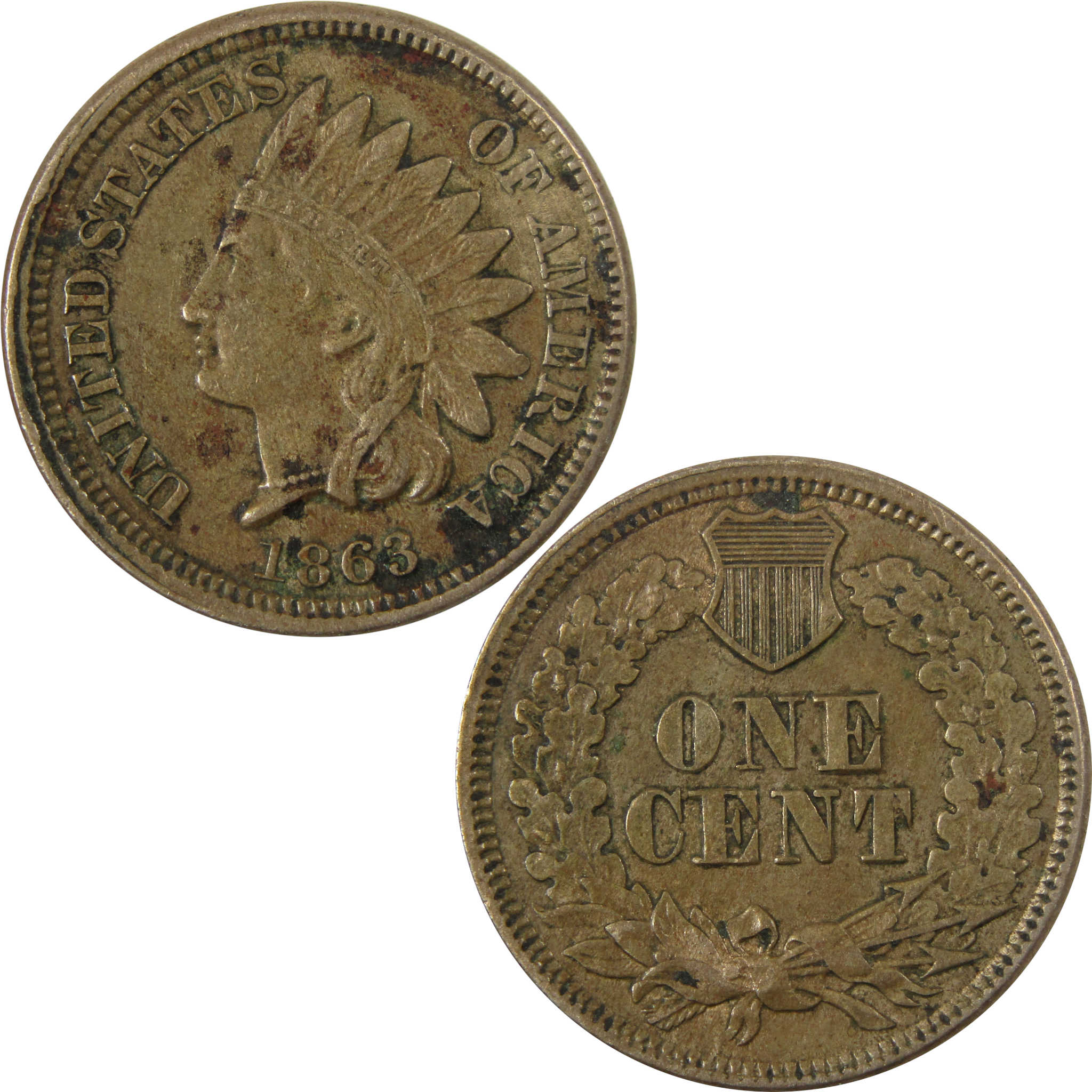 1863 Indian Head Cent XF EF Extremely Fine Details Penny SKU:CP1171