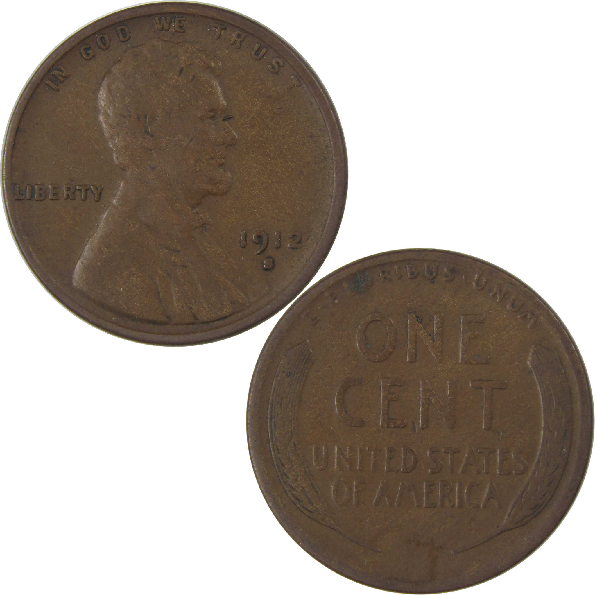 1912 S Lincoln Wheat Cent F Fine Penny 1c Coin Collectible SKU:I23868