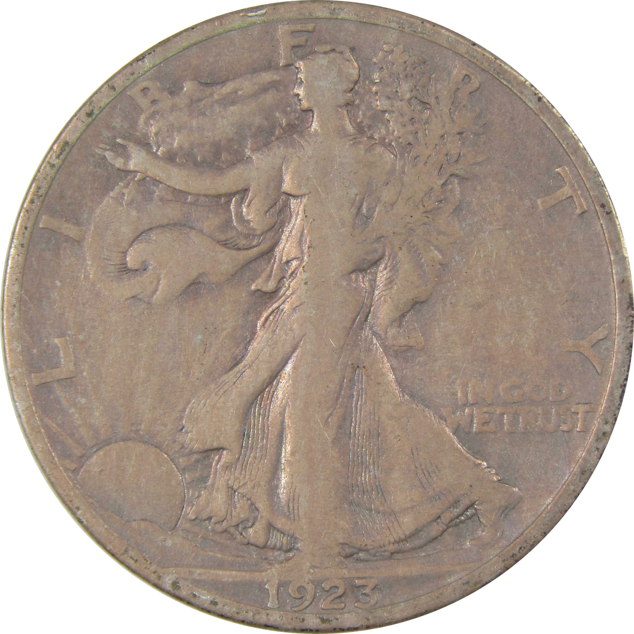 1923 S Liberty Walking Silver Half Dollar F Fine Details SKU:I24123