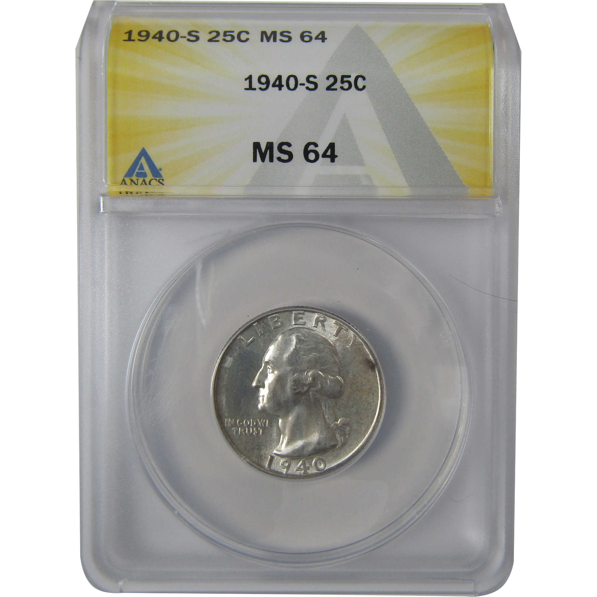 1940 S Washington Quarter MS 64 ANACS Silver Uncirculated SKU:I23628