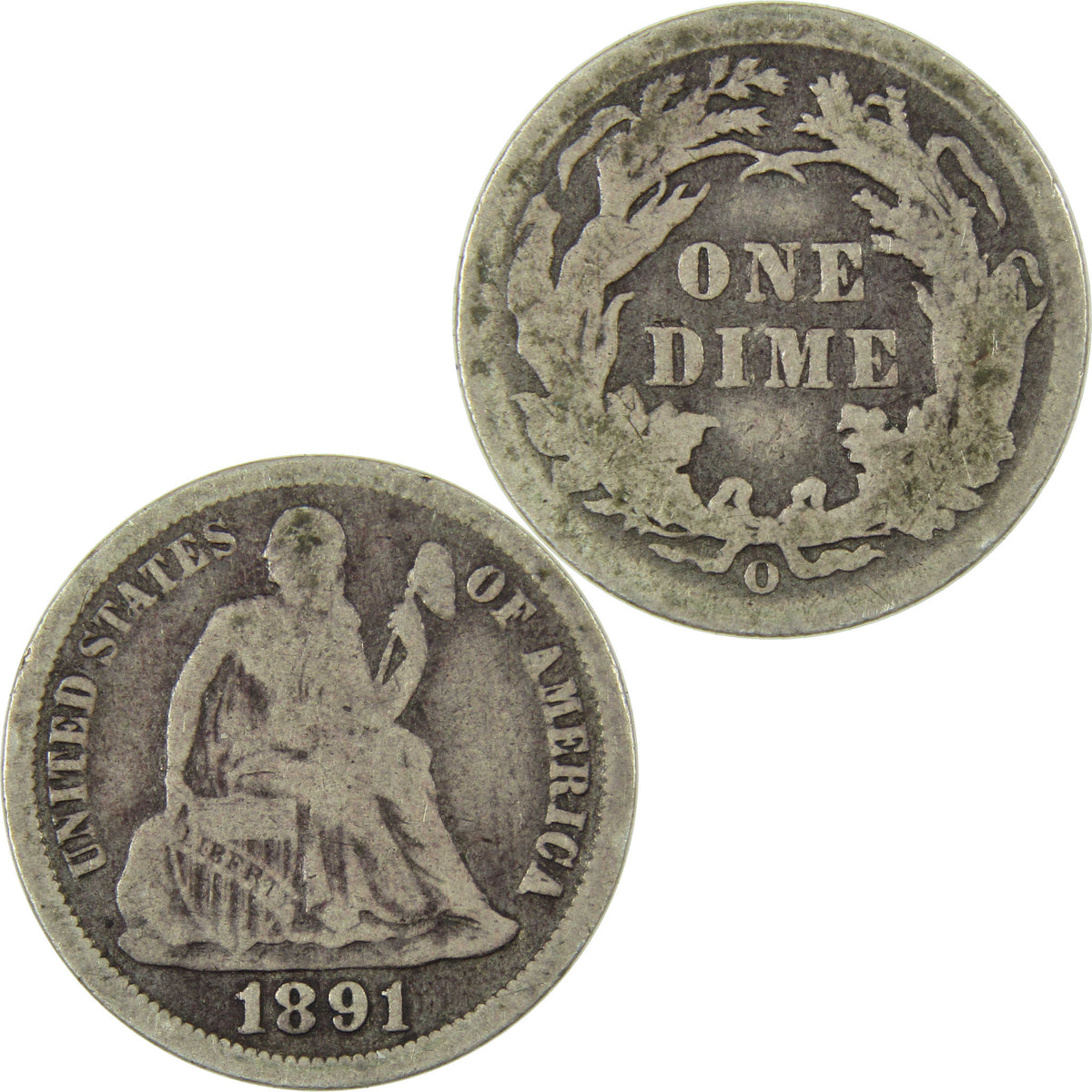 1891 O Seated Liberty Silver Dime G Good 10c Coin Collectible