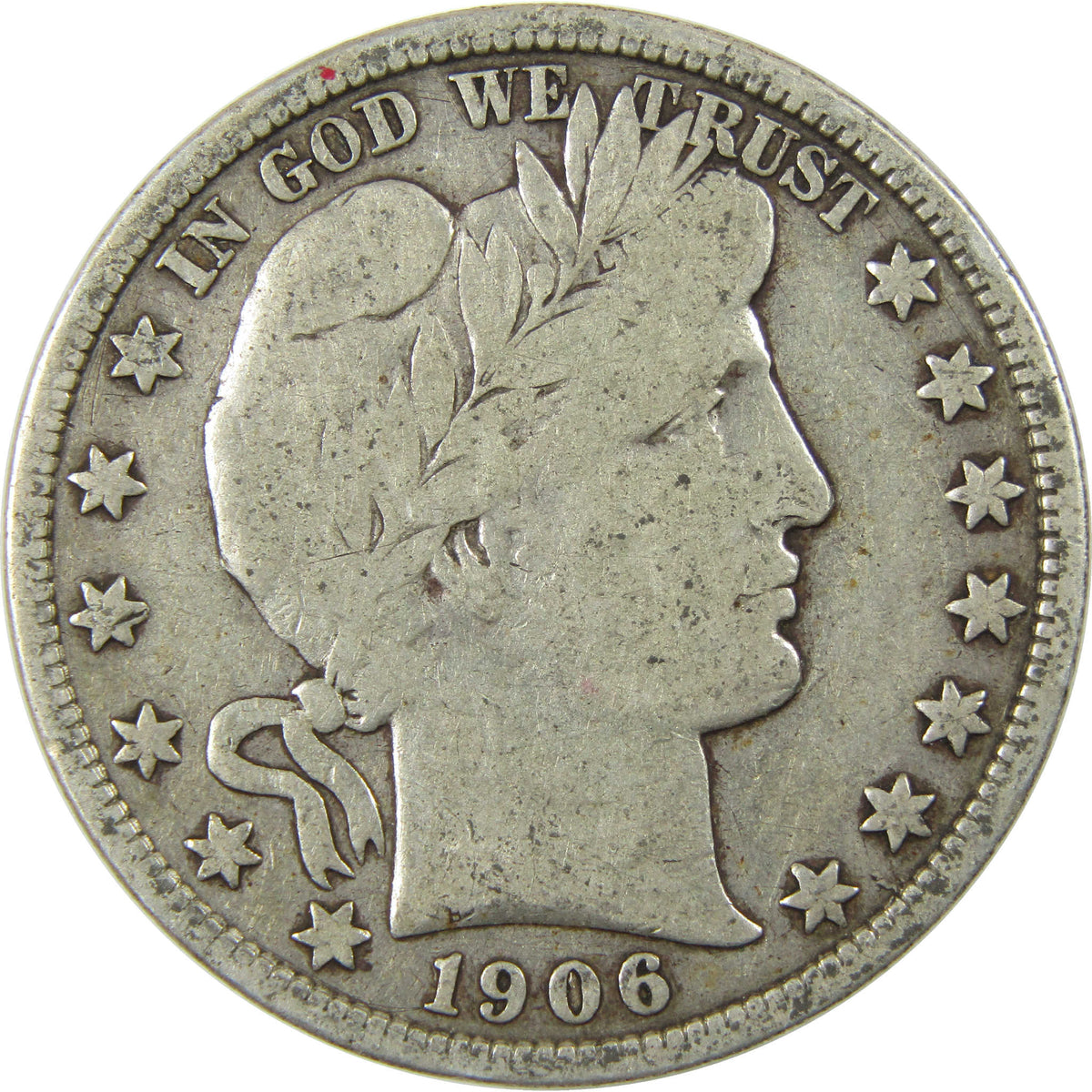 1906 D Barber Silver Half Dollar AF About Fine 50c Coin Collectible