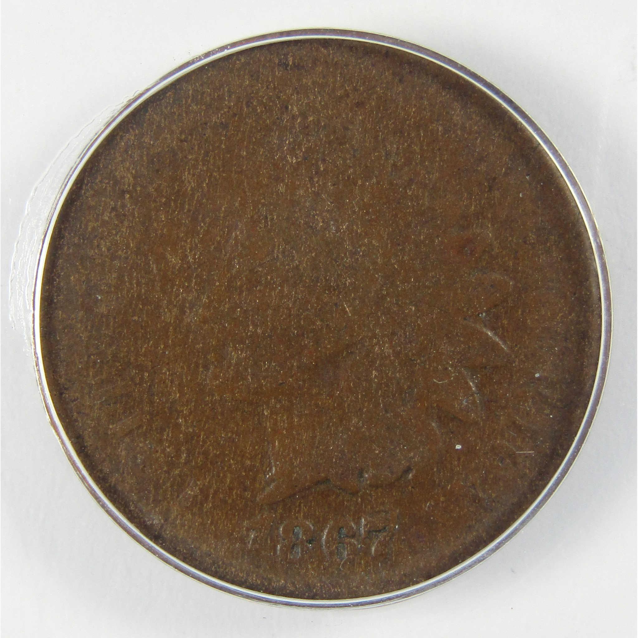 1867 Repunched Date Indian Head Cent AG 3 ANACS Penny SKU:CP630