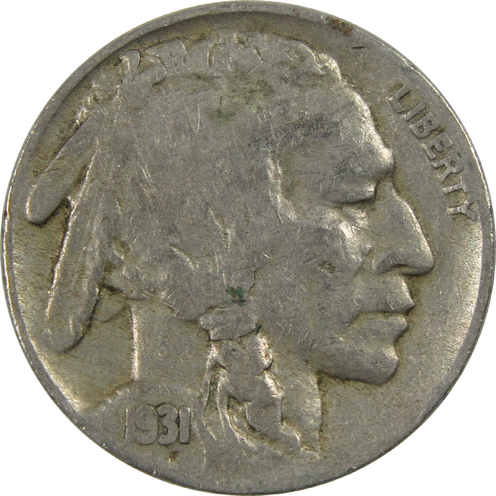 1931 S Indian Head Buffalo Nickel F Fine 5c Coin SKU:I12603