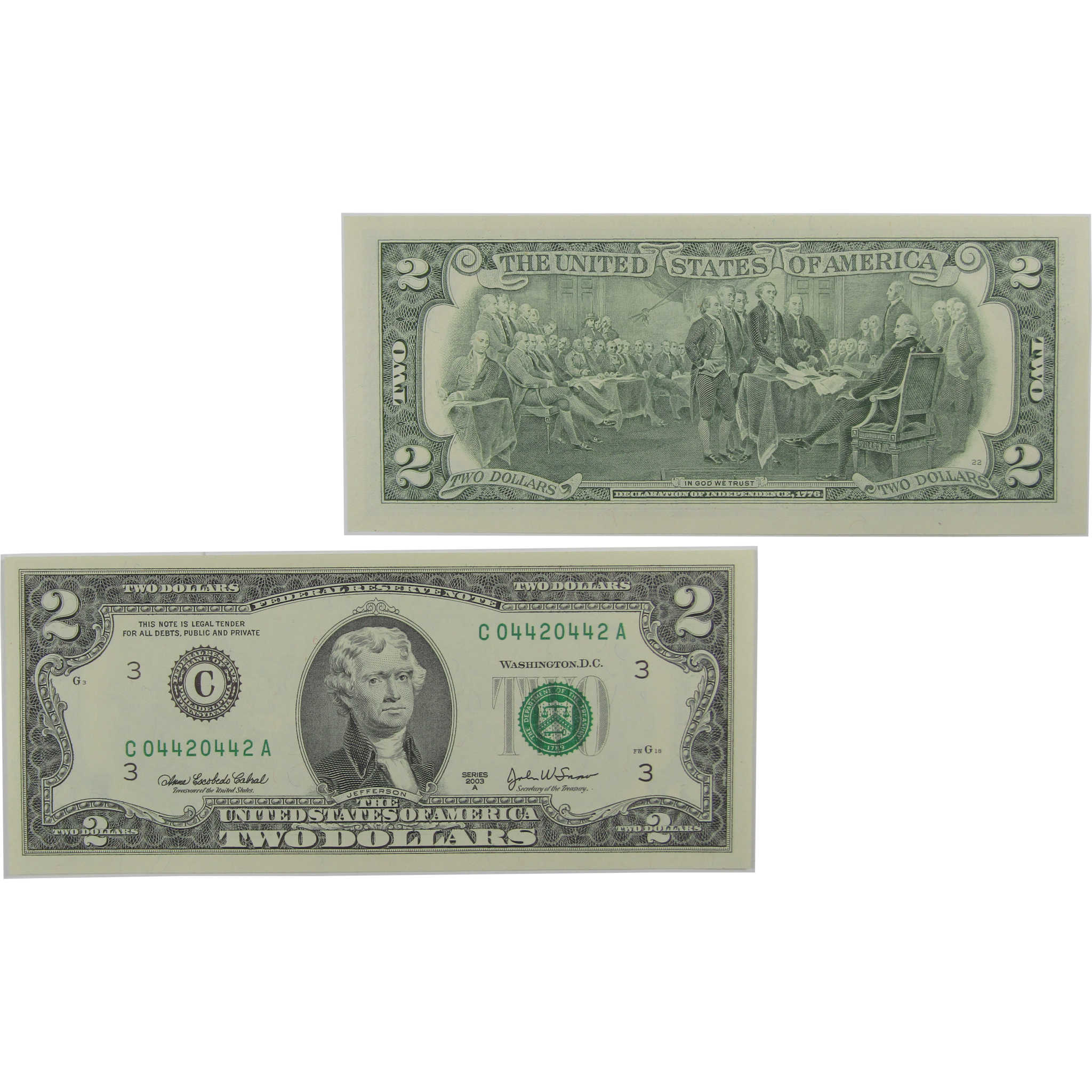 2003 A $2 Federal Reserve Repeater Note CCU Choice Crisp Uncirculated