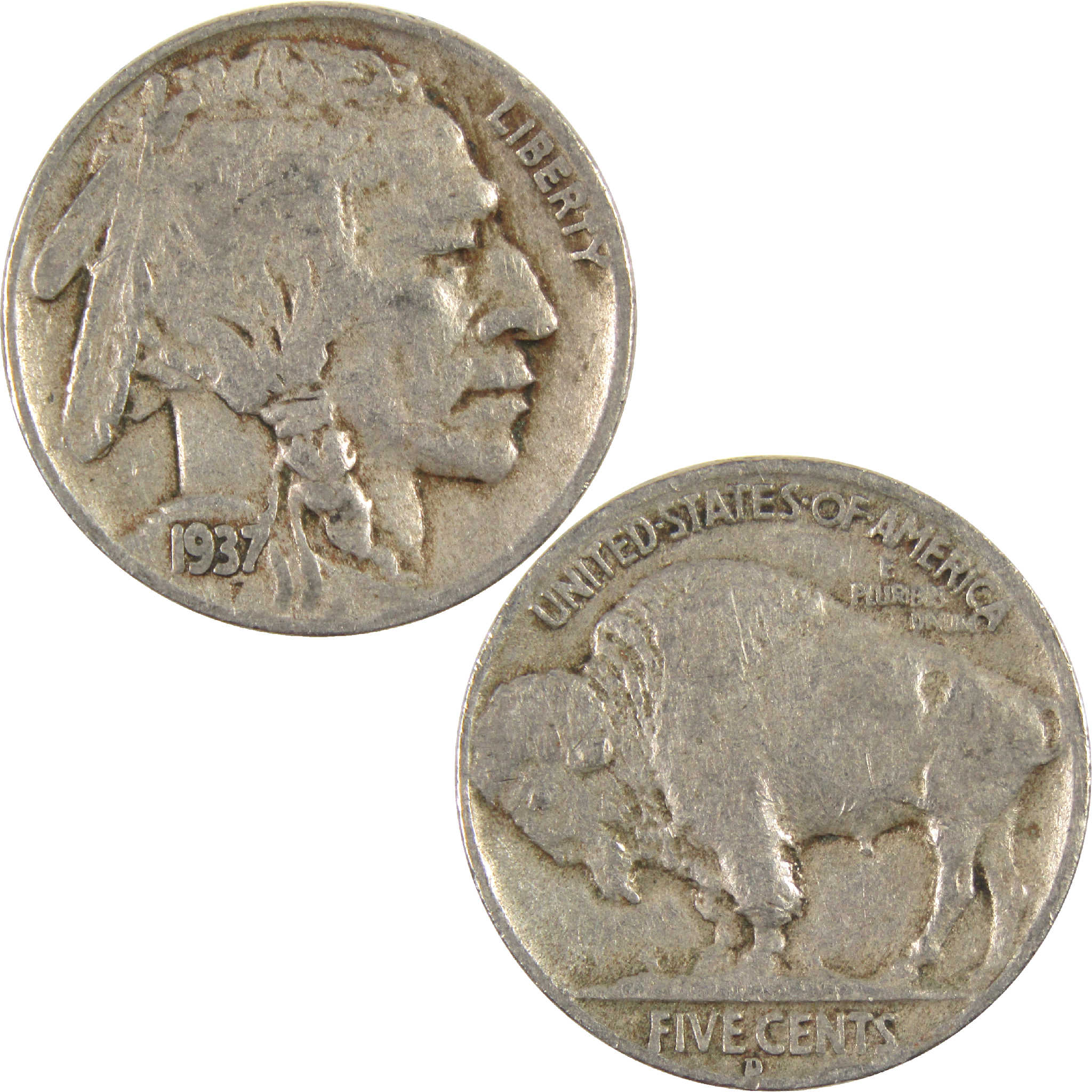 1937 D Indian Head Buffalo Nickel G Good 5c Coin