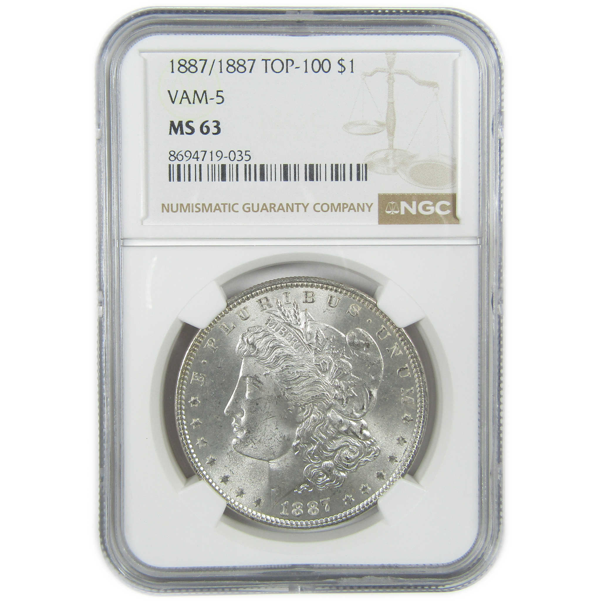 1887/1887 VAM-5 Doubled Date Morgan Silver Dollar MS 63 NGC SKU:I27565