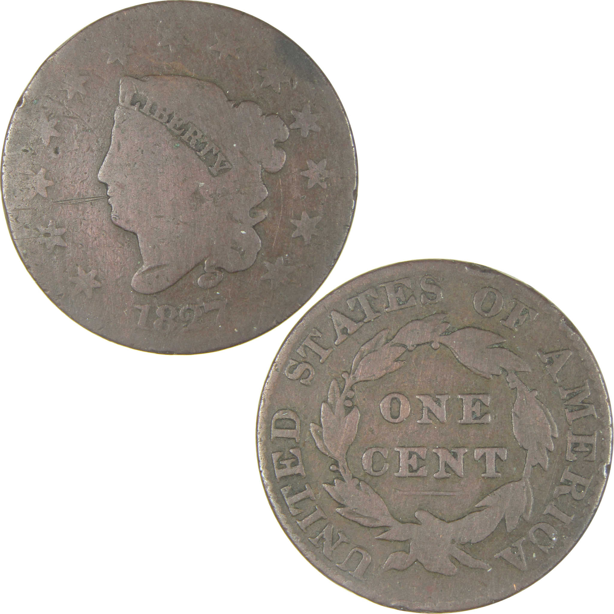 1827 Coronet Head Large Cent AG About Good Copper Penny SKU:I22532