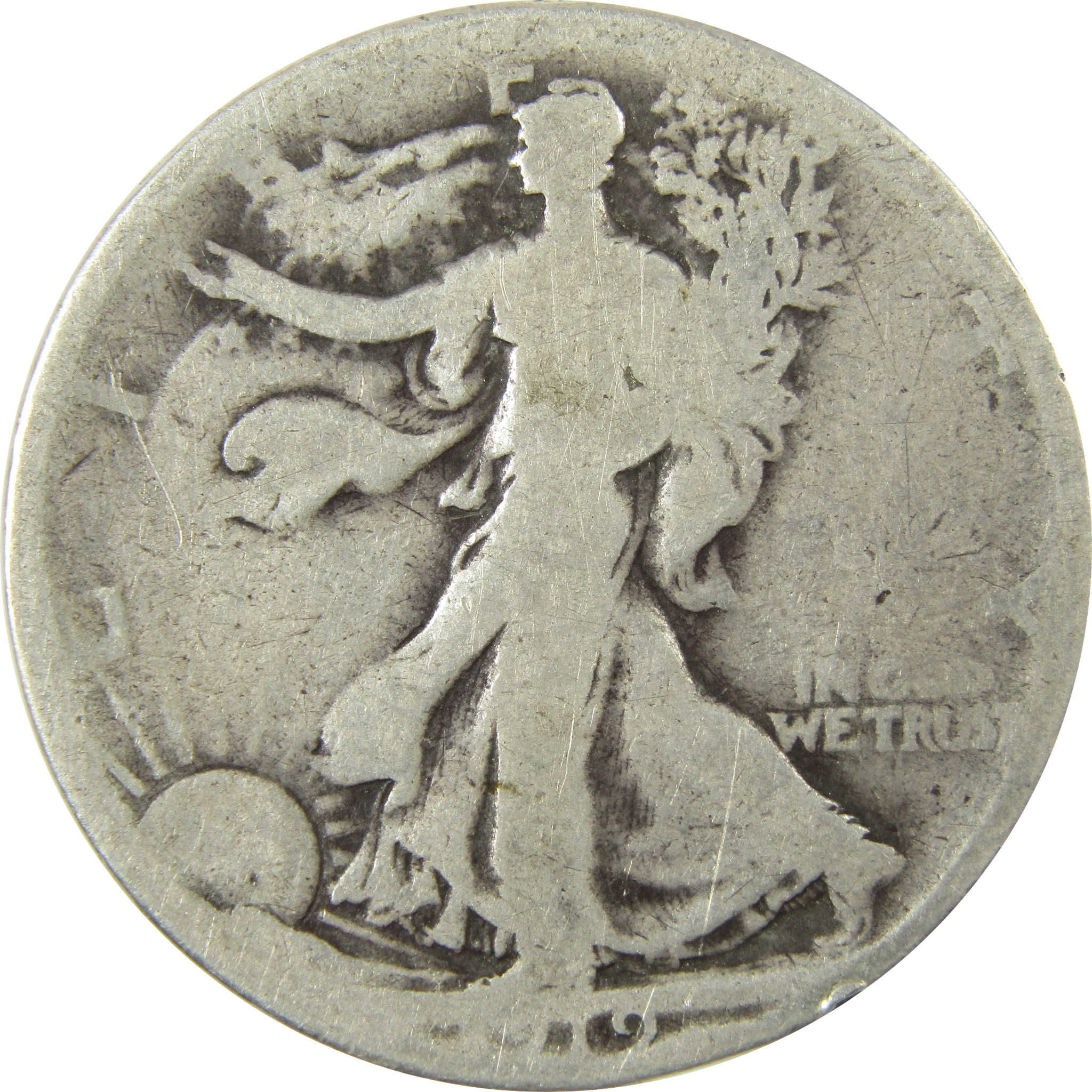 1919 Liberty Walking Silver Half Dollar AG About Good SKU:CP1432