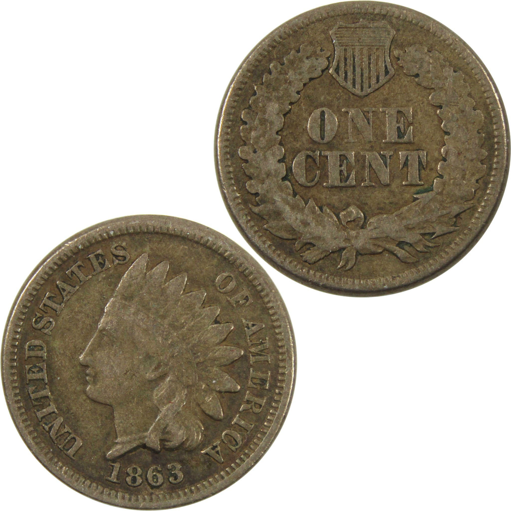 1863 Indian Head Cent VF Very Fine Copper-Nickel Penny 1c SKU:I14096