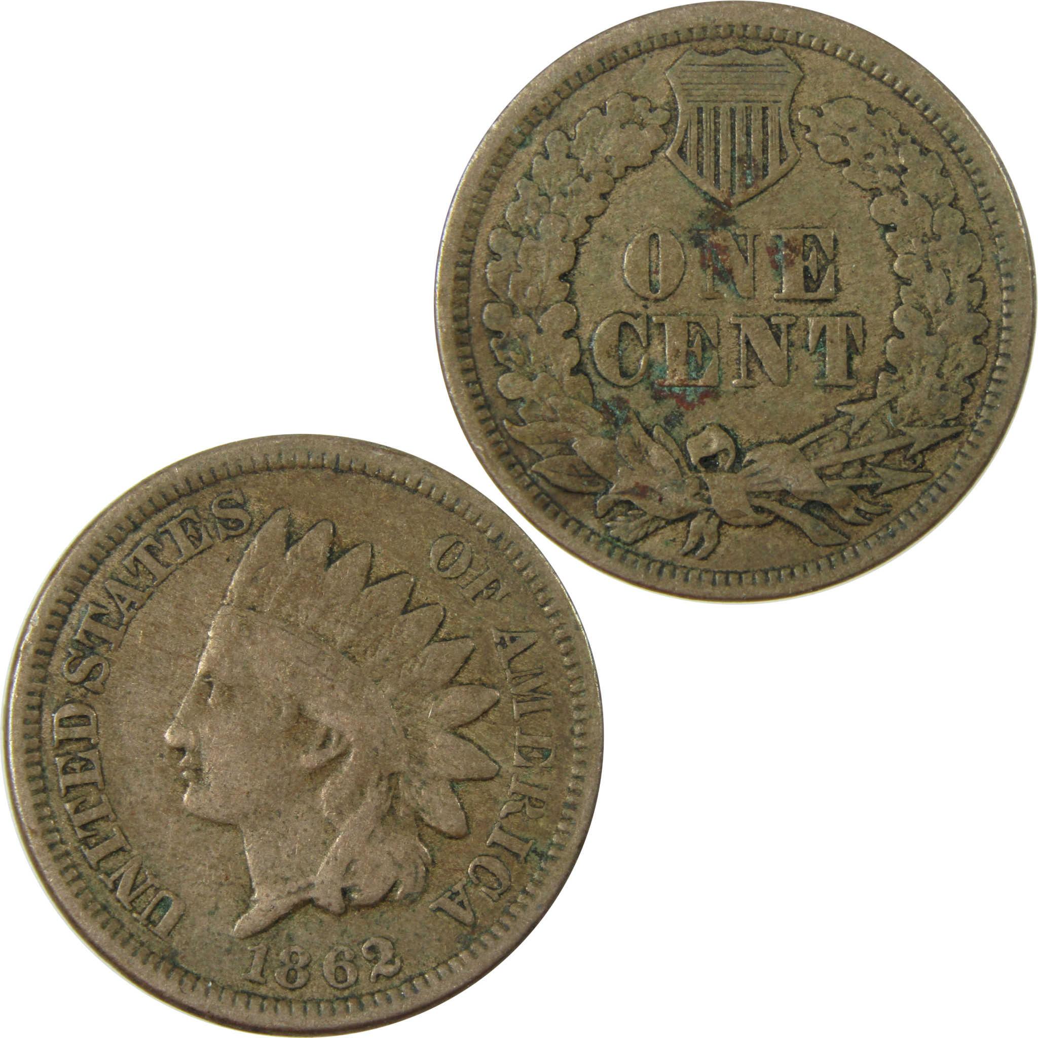 1862 Indian Head Cent VG Very Good Penny 1c Coin SKU:CP1230