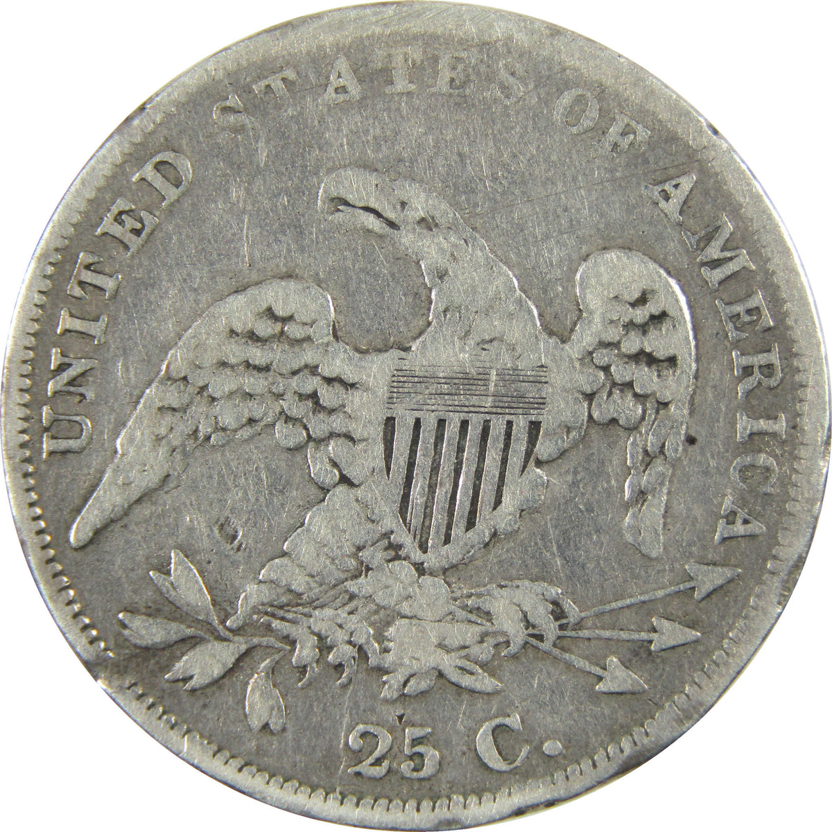 1836 Capped Bust Silver Quarter F Fine Details 25c Coin SKU:CP1772