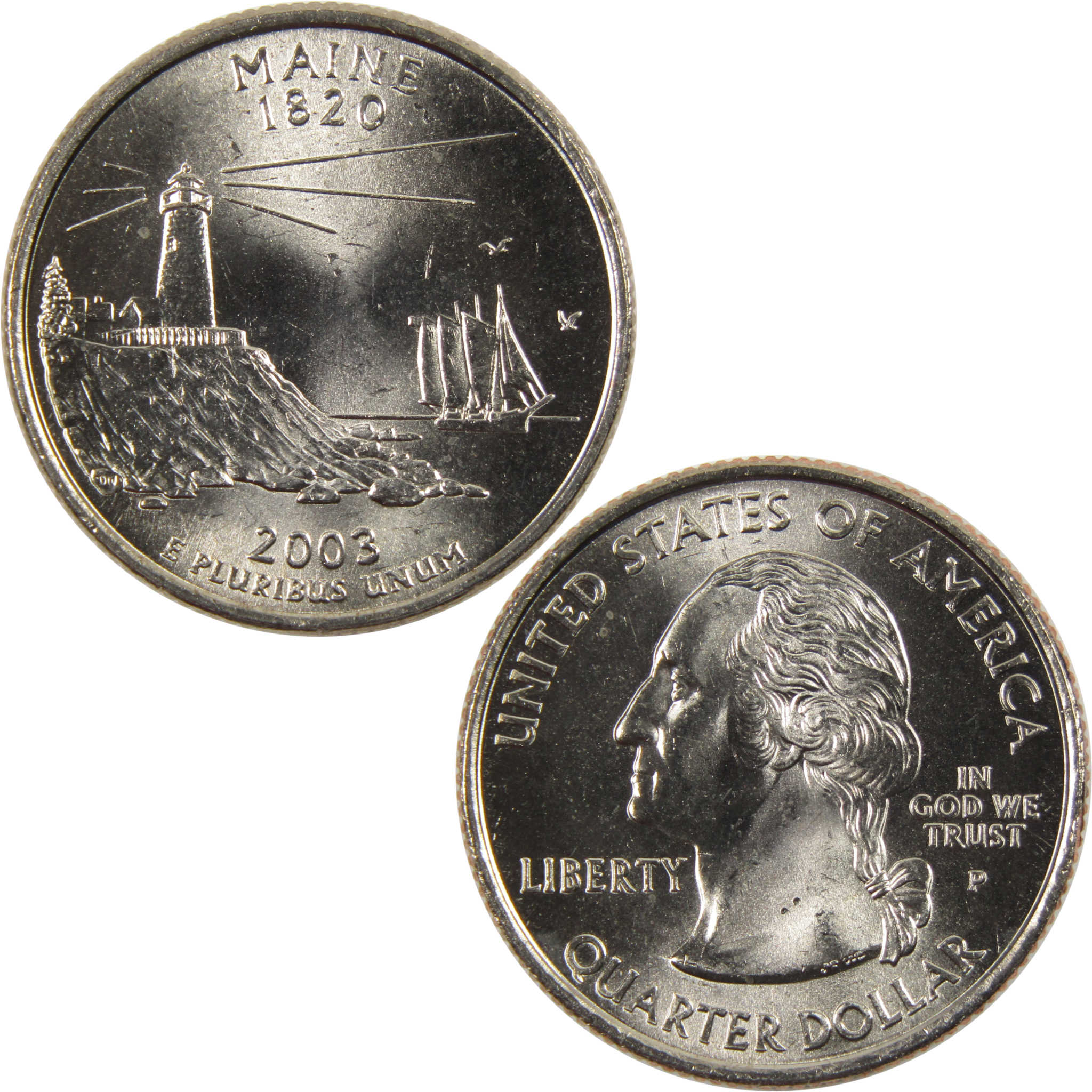 2003 P Maine State Quarter BU Uncirculated Clad 25c Coin