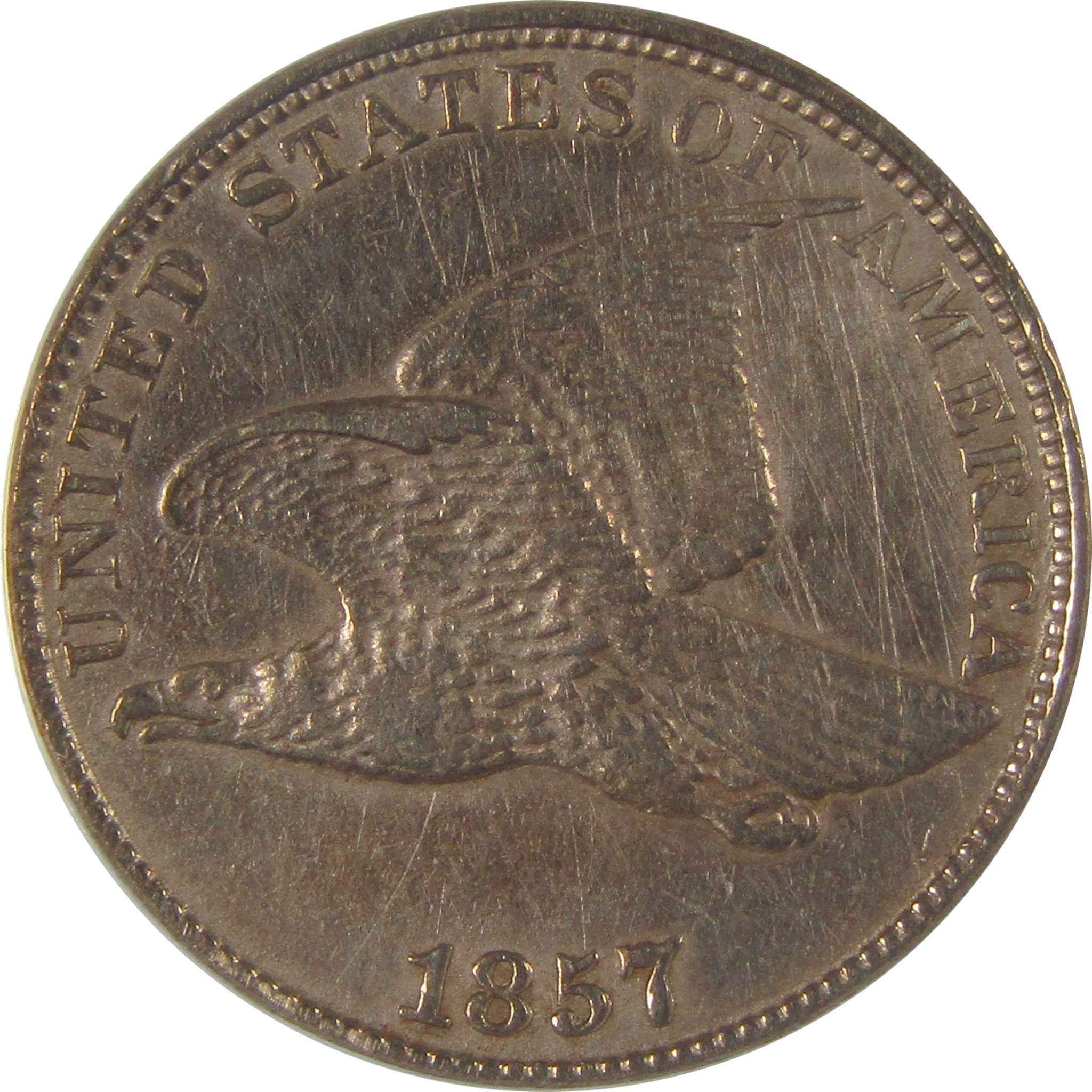 1857 Flying Eagle Cent AU 53 Details ANACS Penny 1c Coin SKU:I22963
