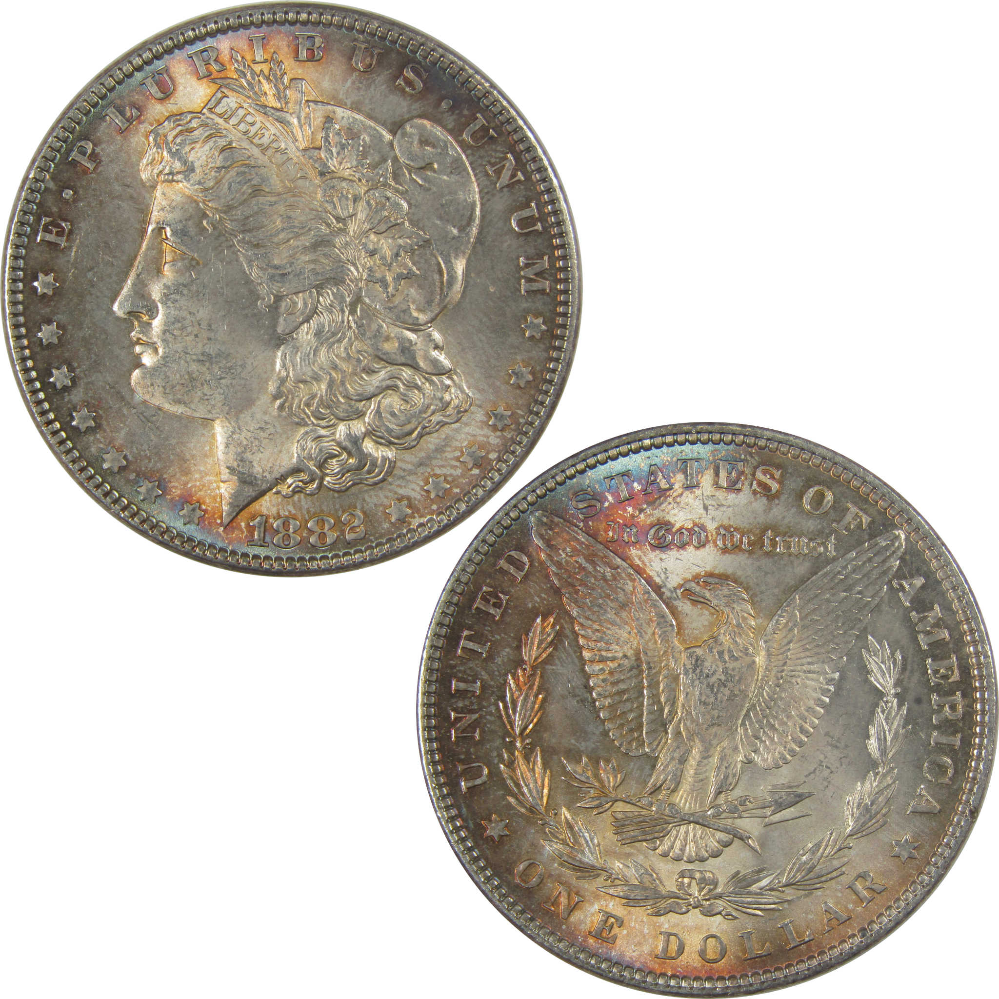 1882 Morgan Dollar Uncirculated Silver $1 Coin Toned SKU:CPC1119