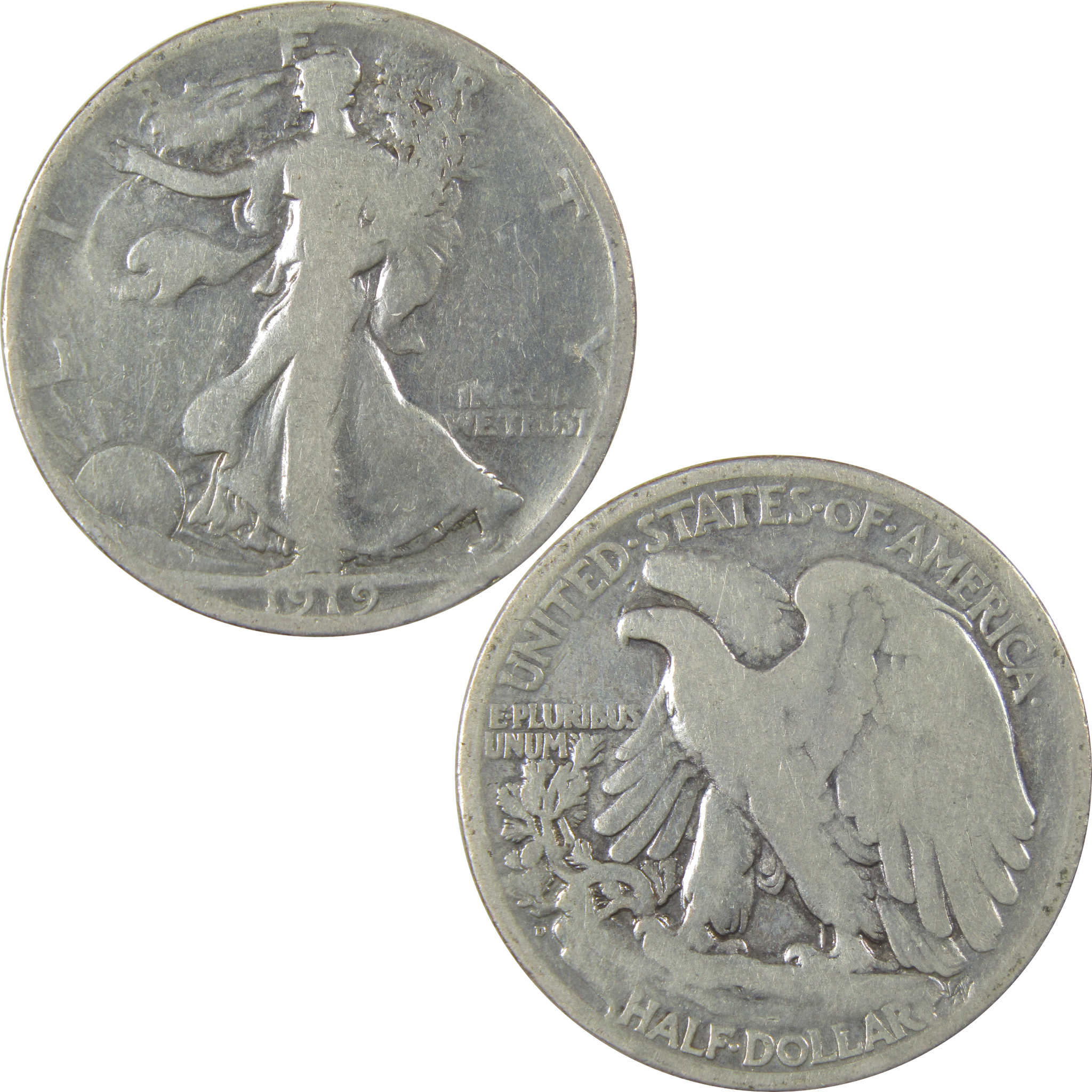 1919 D Liberty Walking Silver 50c VG Very Good Details SKU:I24129