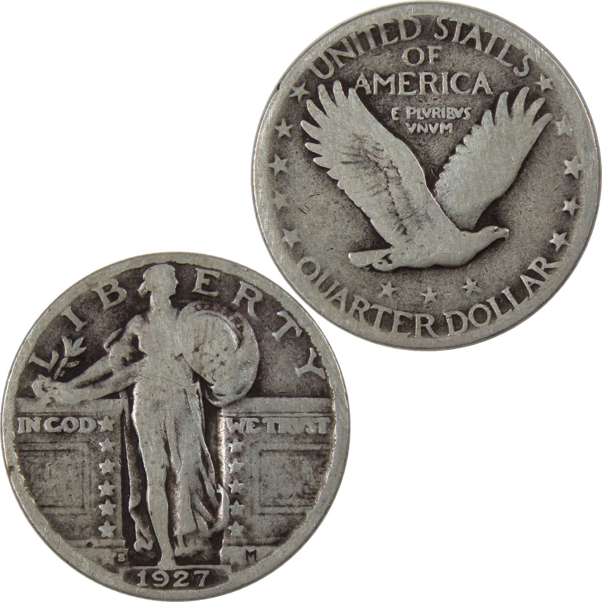 1927 S Standing Liberty Quarter G Good Silver 25c Coin SKU:I23464