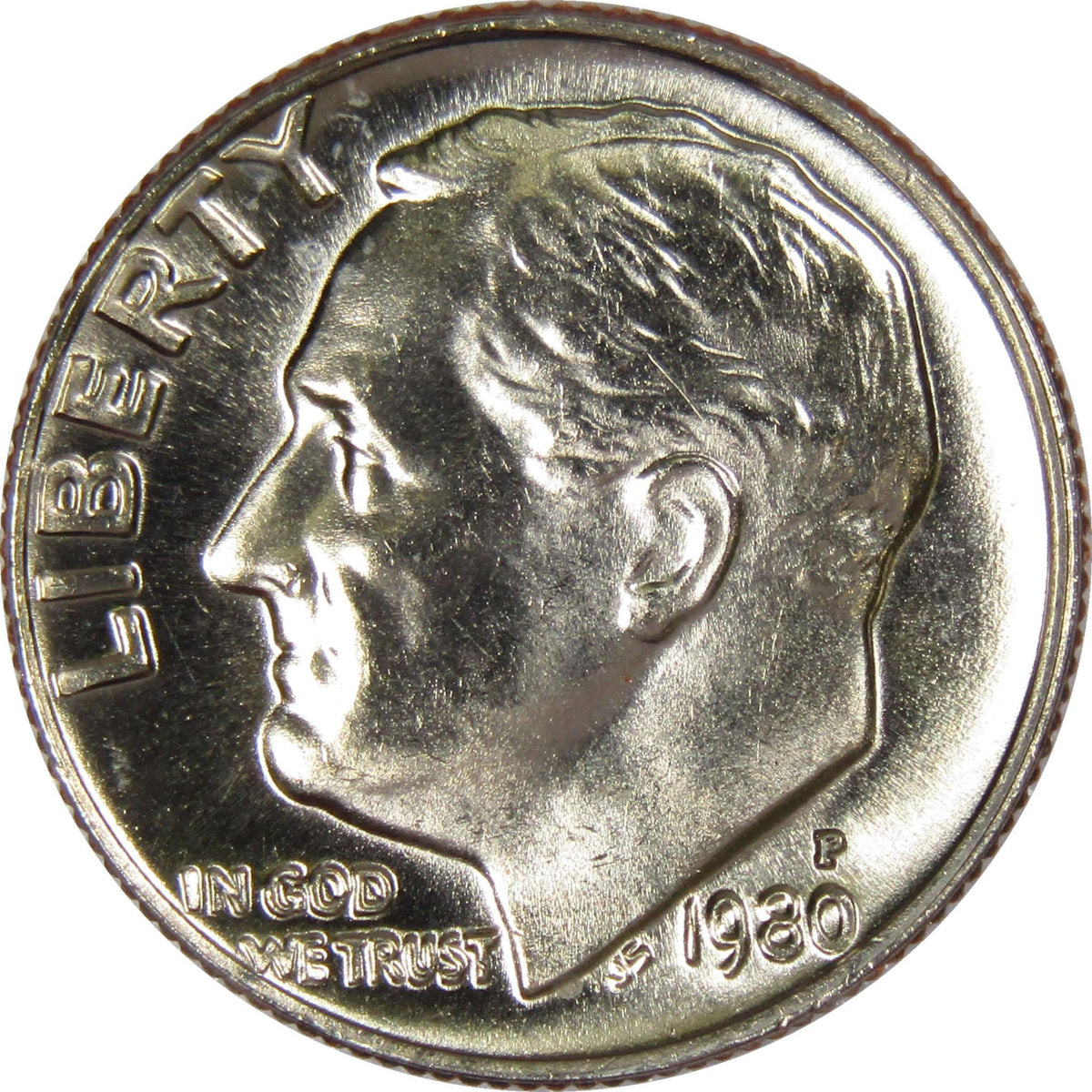 1980 P Roosevelt Dime Clad Uncirculated Mint State 10c Coin