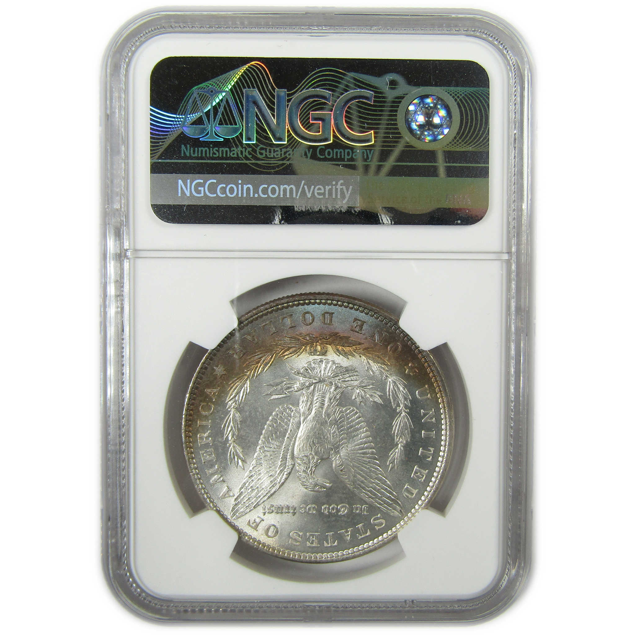 1886 Morgan Silver $1 MS 64 NGC $1 Coin Crescent Toned Rev SKU:CP434