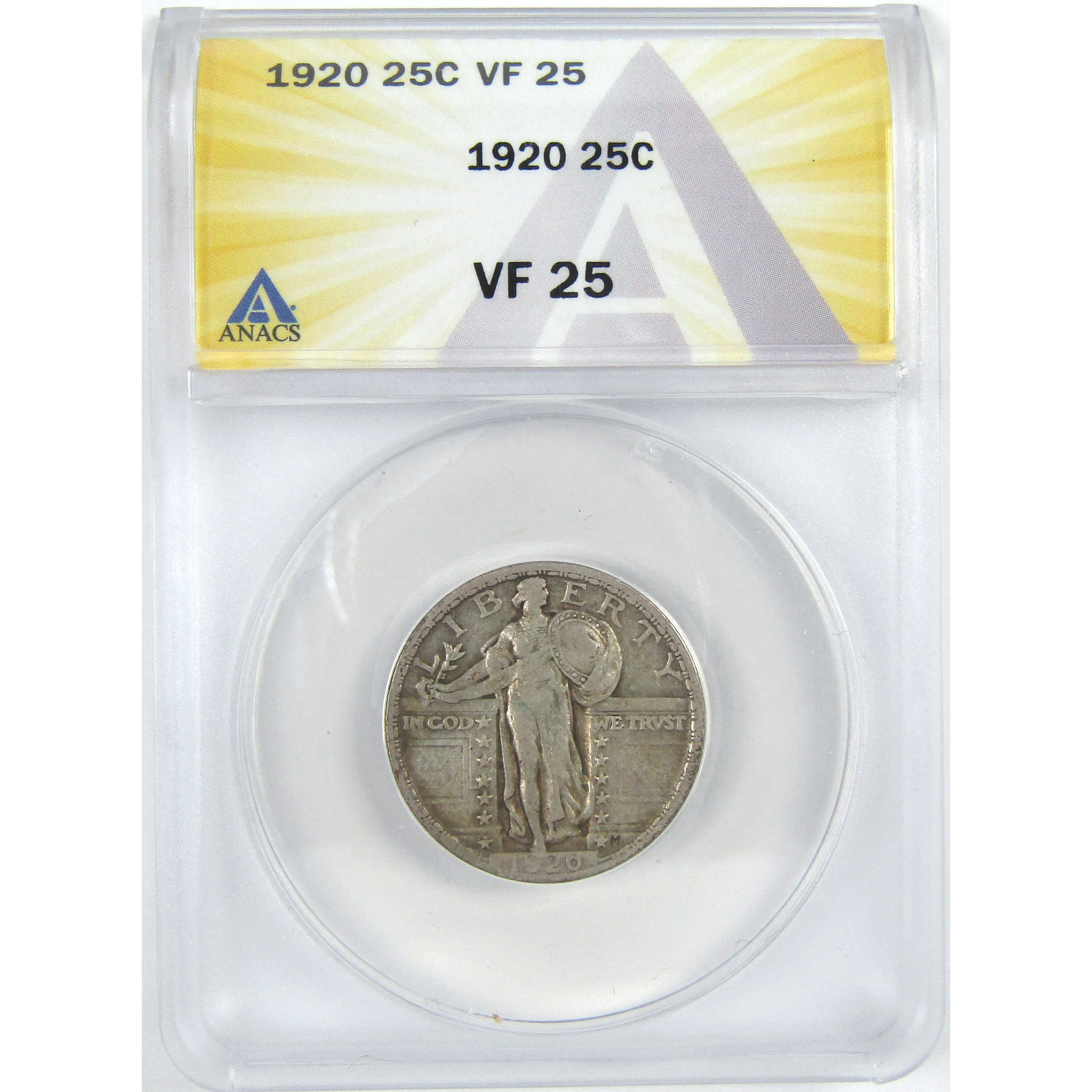 1920 Standing Liberty Quarter VF 25 ANACS Silver 25c Coin SKU:I16316