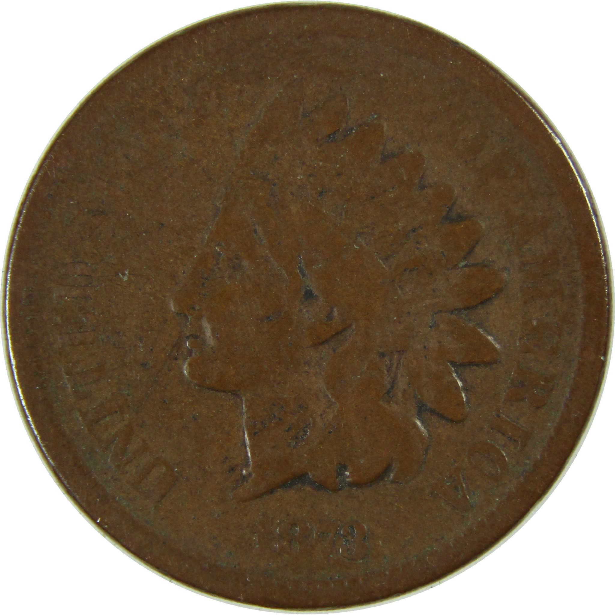 1873 Closed 3 Indian Head Cent VG Very Good Penny 1c Coin SKU:I27455