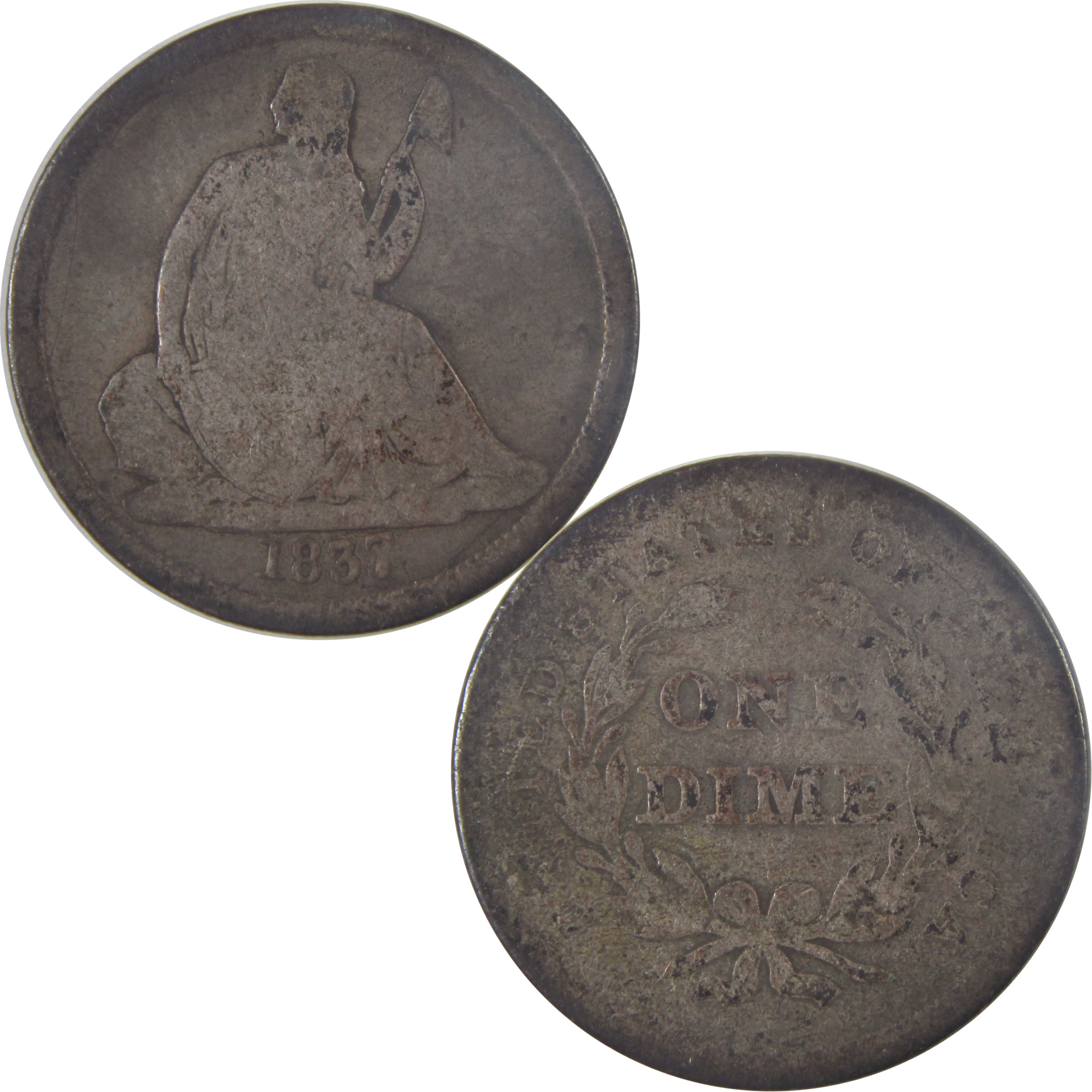 1837 Large Date Seated Liberty Dime AG About Good Silver SKU:I17053