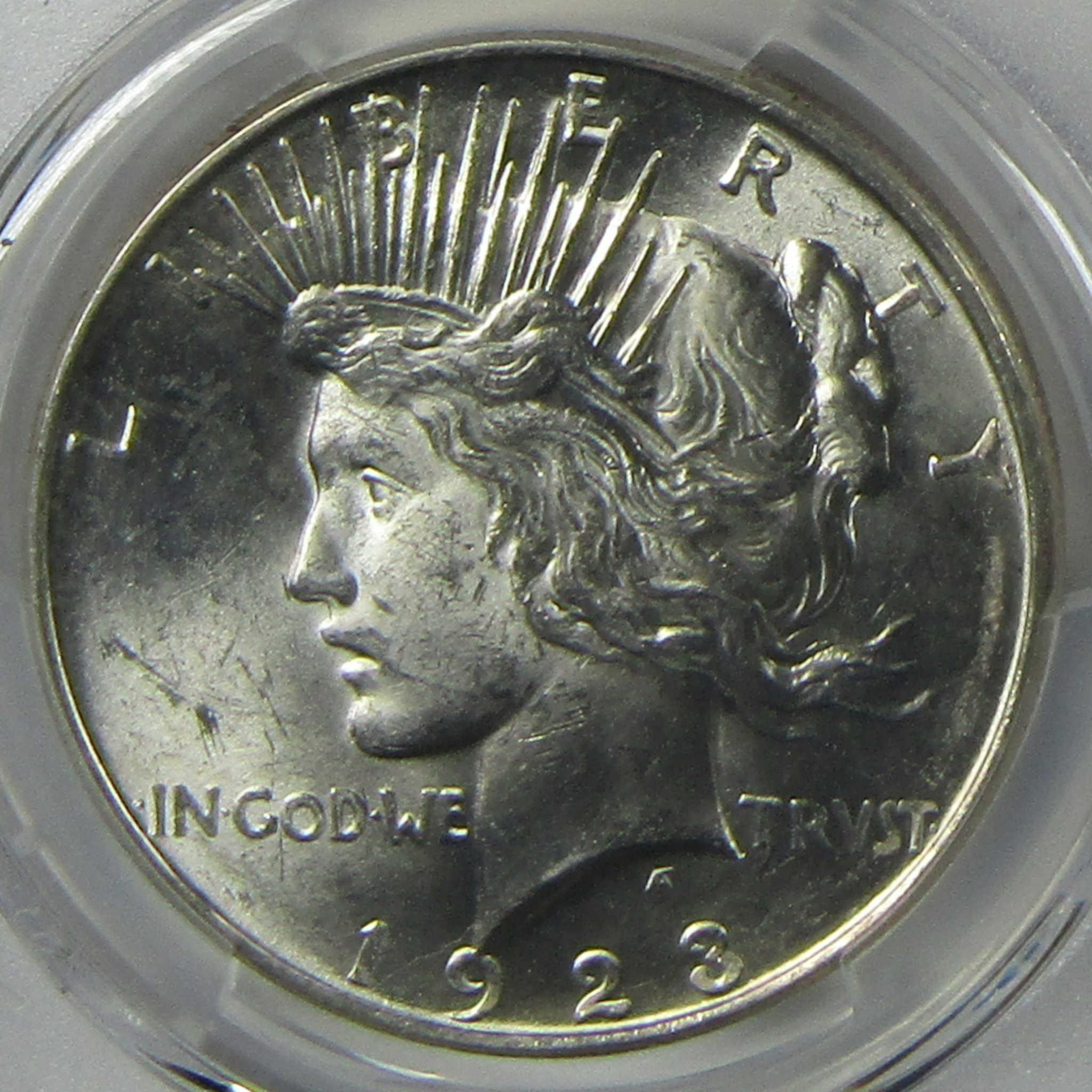 1923 D Peace Silver Dollar MS 62 PCGS Uncirculated $1 Coin Collectible