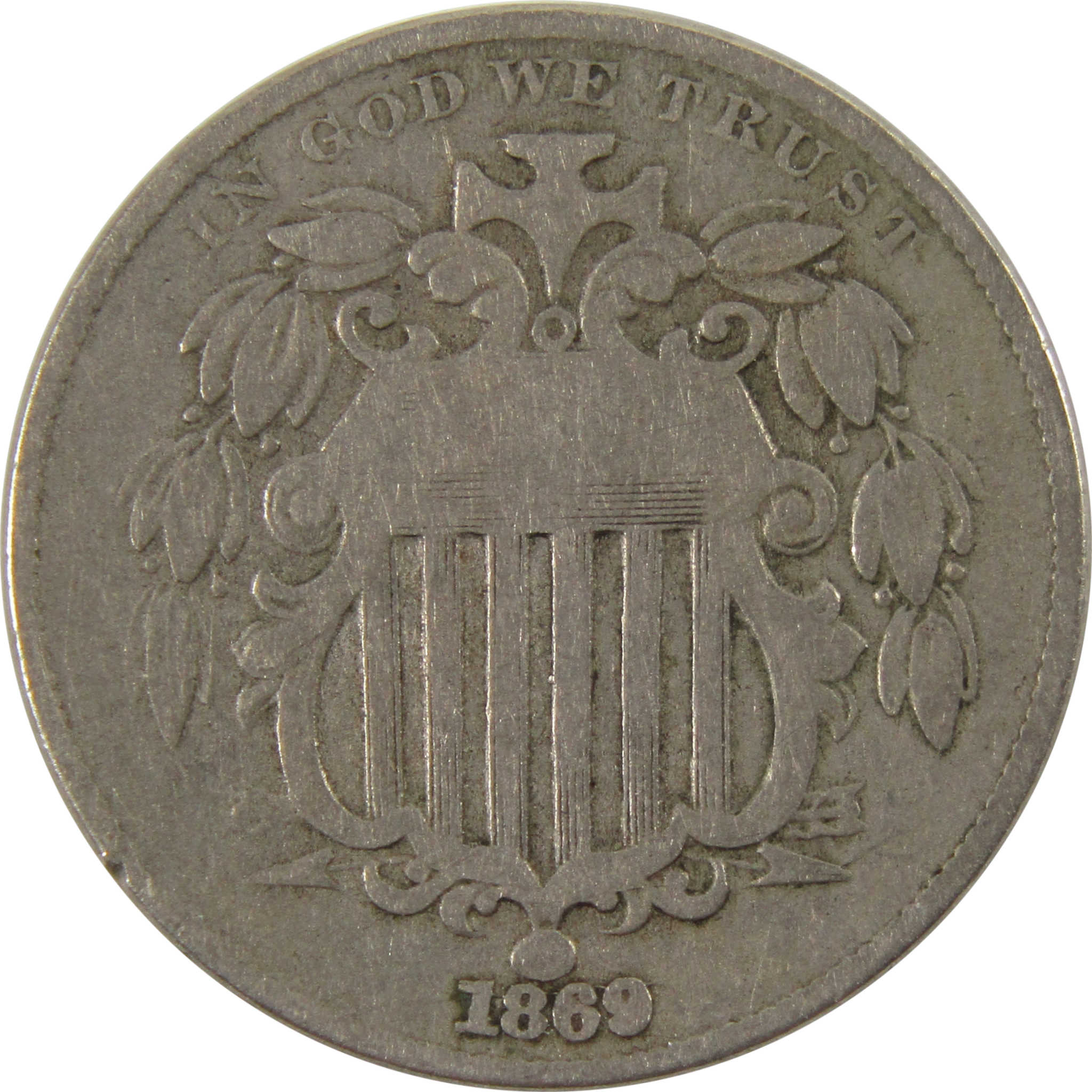1869 Shield Nickel VG Very Good 5c Coin SKU:I10050