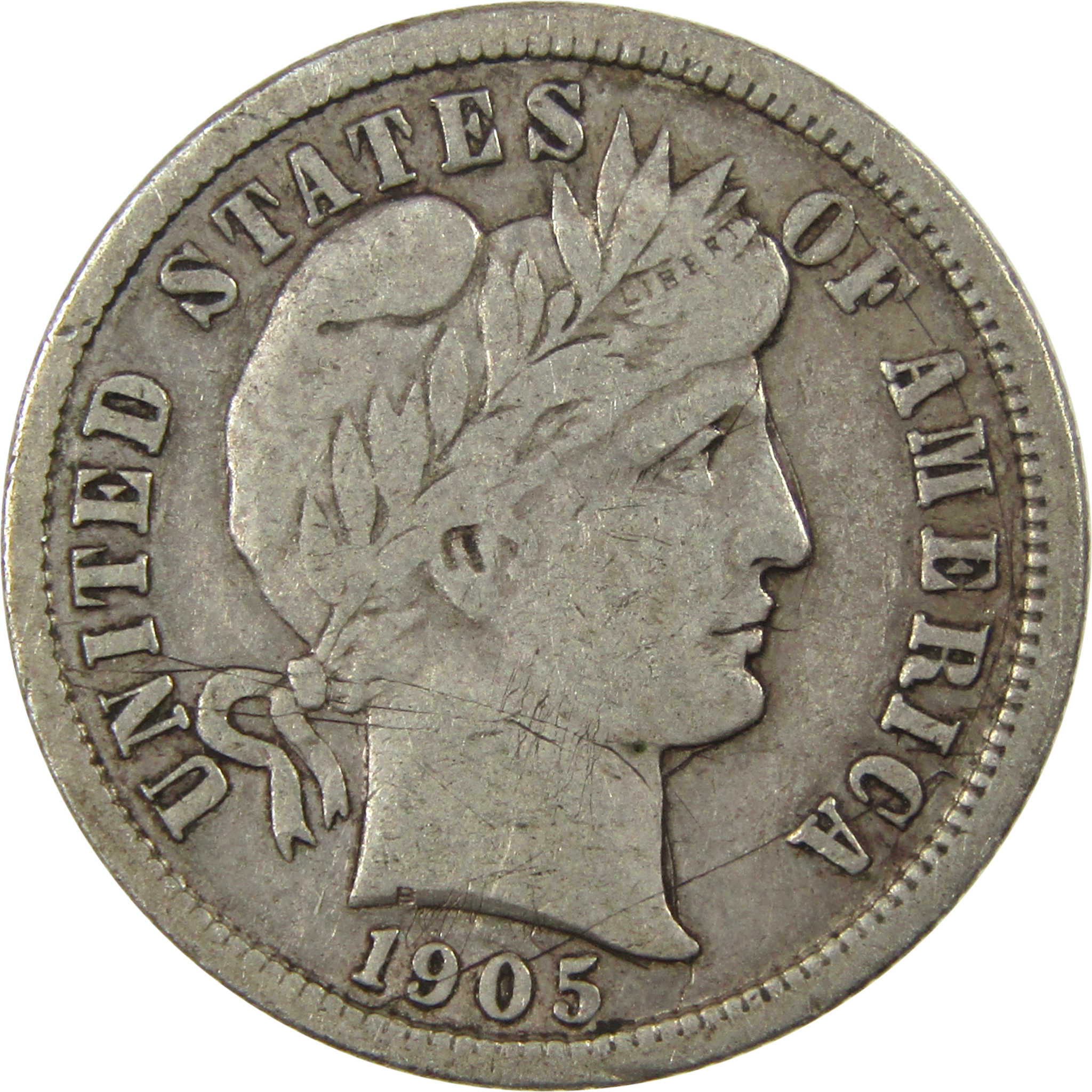 1905 S Barber Silver Dime F Fine Details 10c Coin SKU:I25109