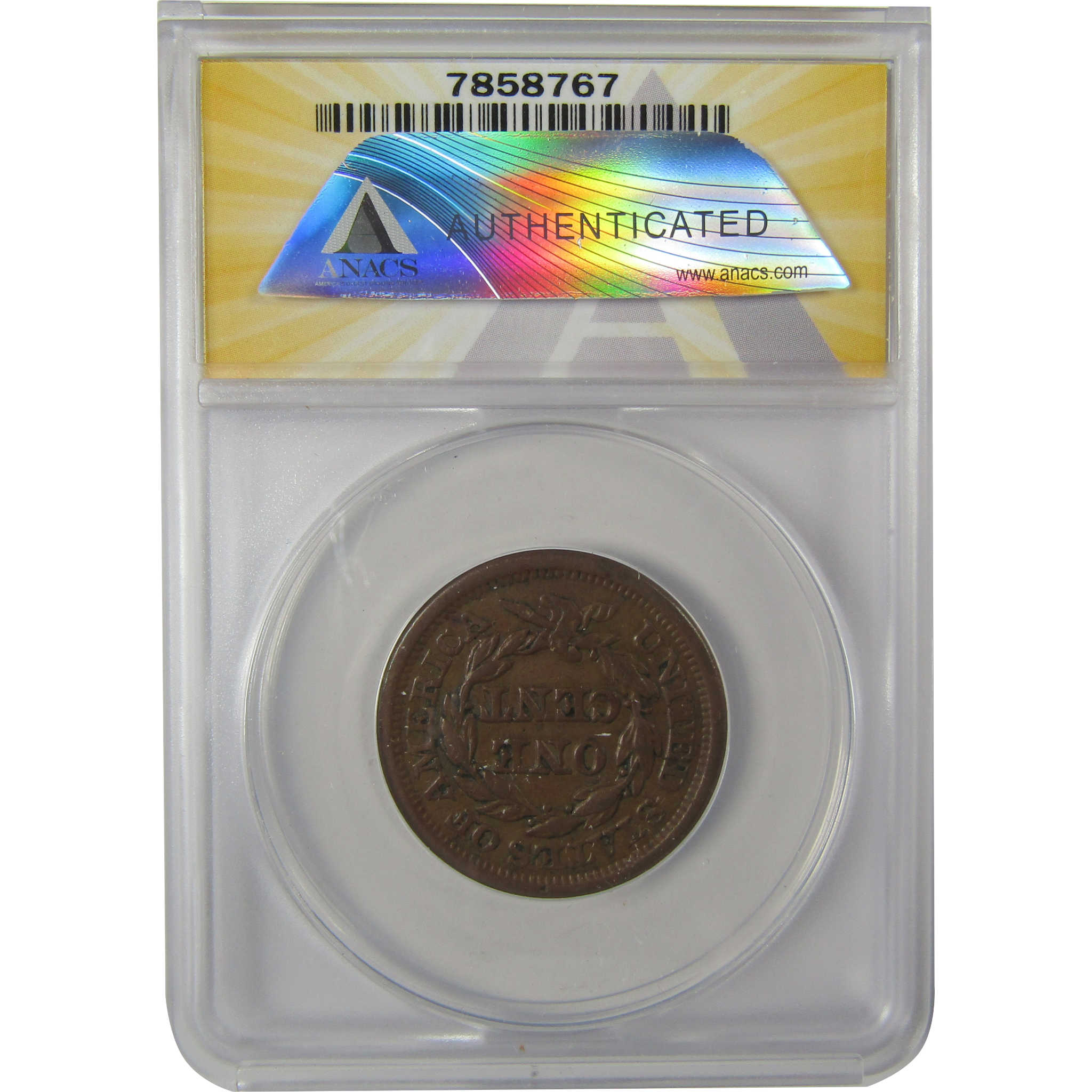 1856 Upright 5 Braided Hair Large Cent AU 50 ANACS Copper SKU:I20170