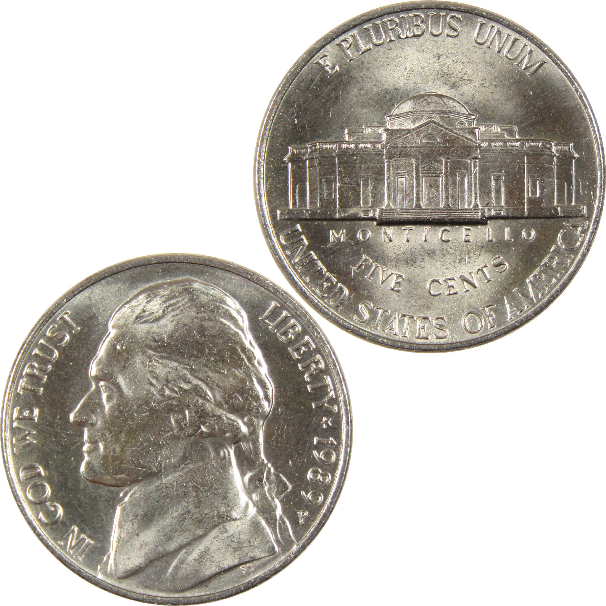 1989 P Jefferson Nickel Uncirculated 5c Coin