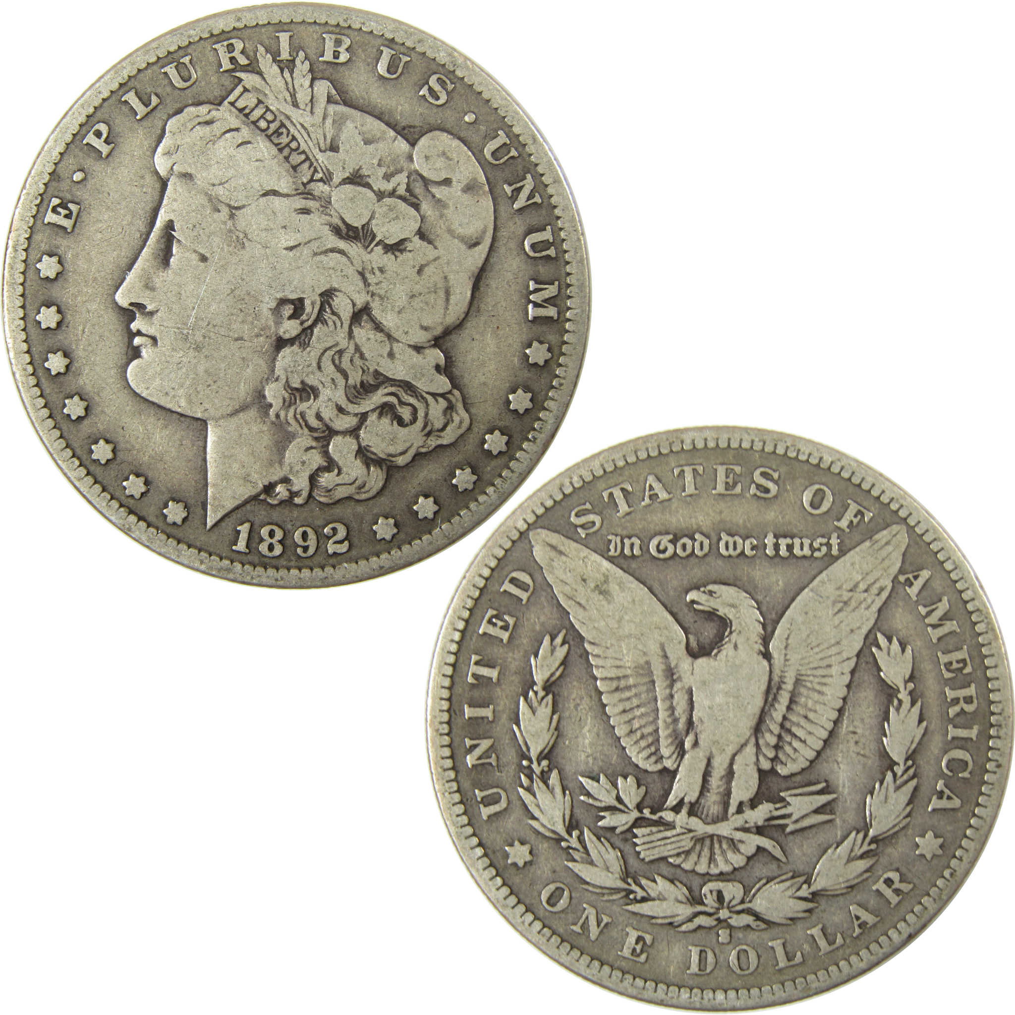 1892 S Morgan Silver Dollar VG Very Good $1 Coin SKU:I27493