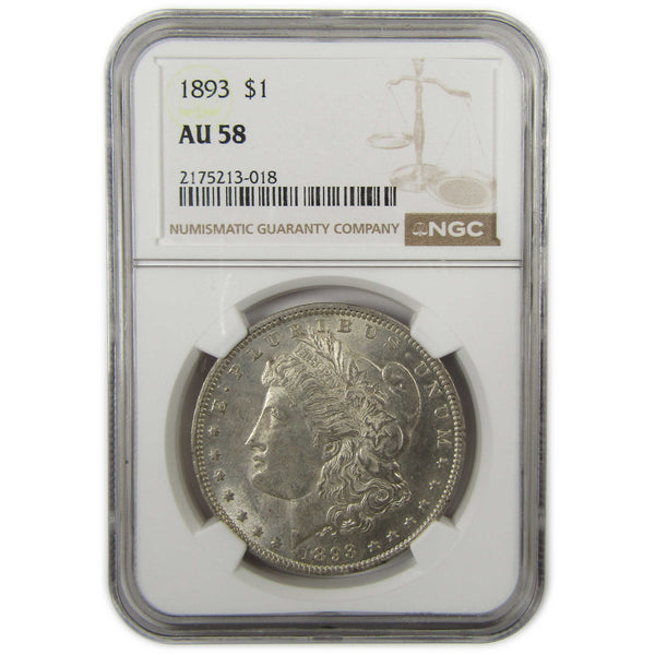 1893 Morgan Silver Dollar AU 58 NGC $1 Coin Collectible SKU:I23407