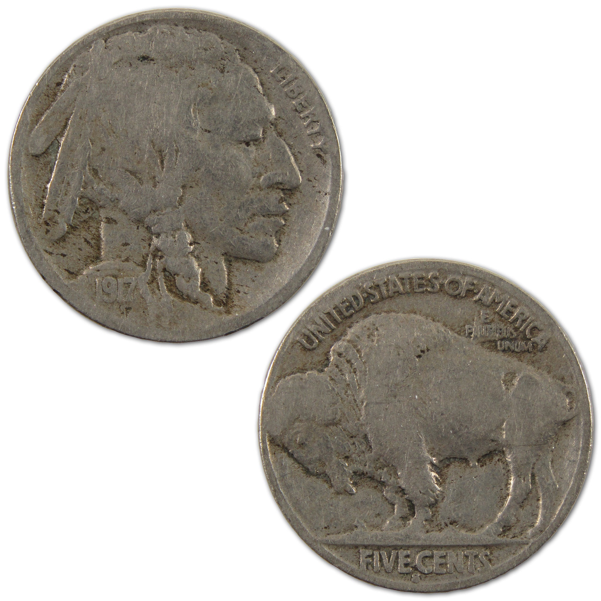 1917 S Indian Head Buffalo Nickel VG Very Good 5c Coin SKU:I10604