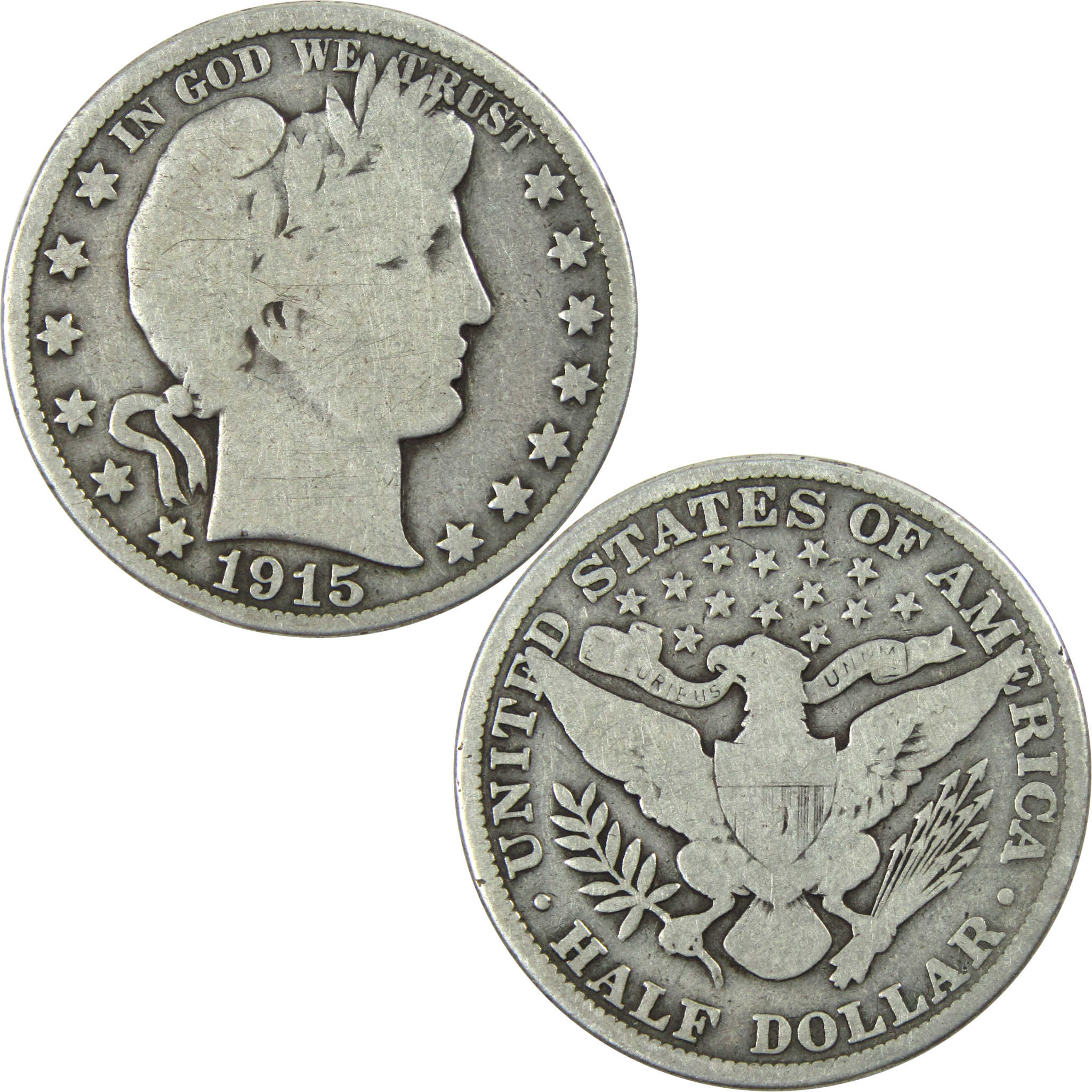 1915 Barber Half Dollar G Good Silver 50c Coin SKU:I13846