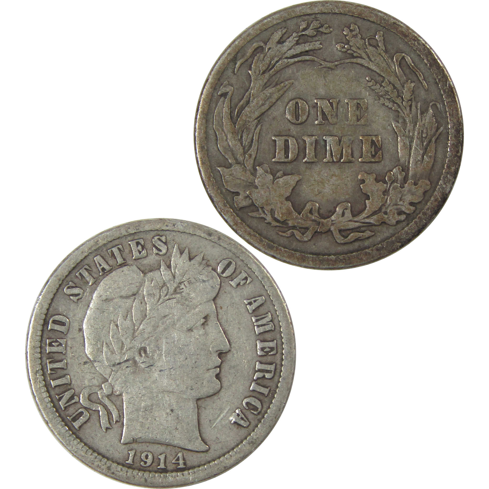 1914 Barber Dime VF Very Fine Silver 10c Coin SKU:I21118