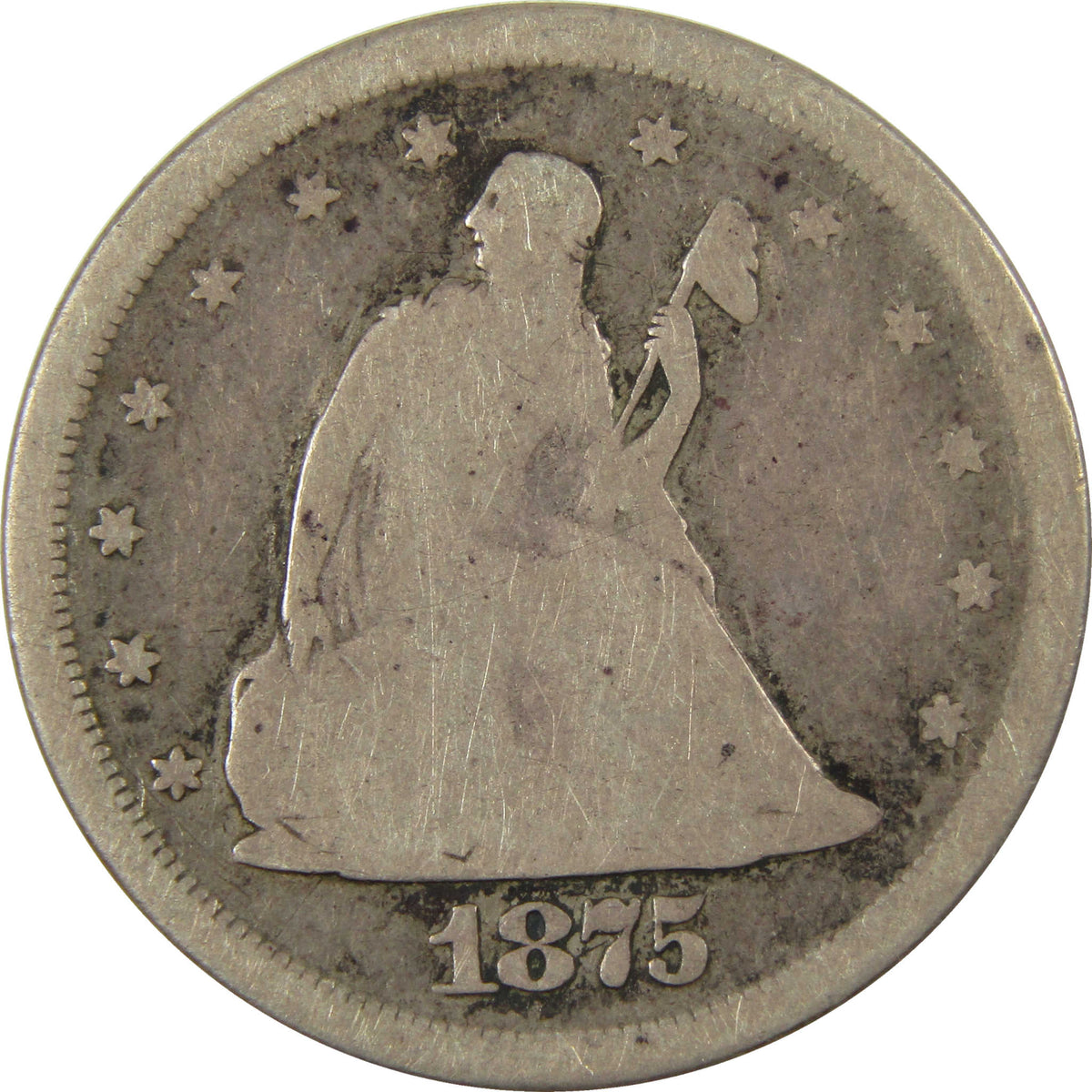 1875 S Seated Liberty Silver Twenty Cent Piece G Good Coin SKU:CP1714
