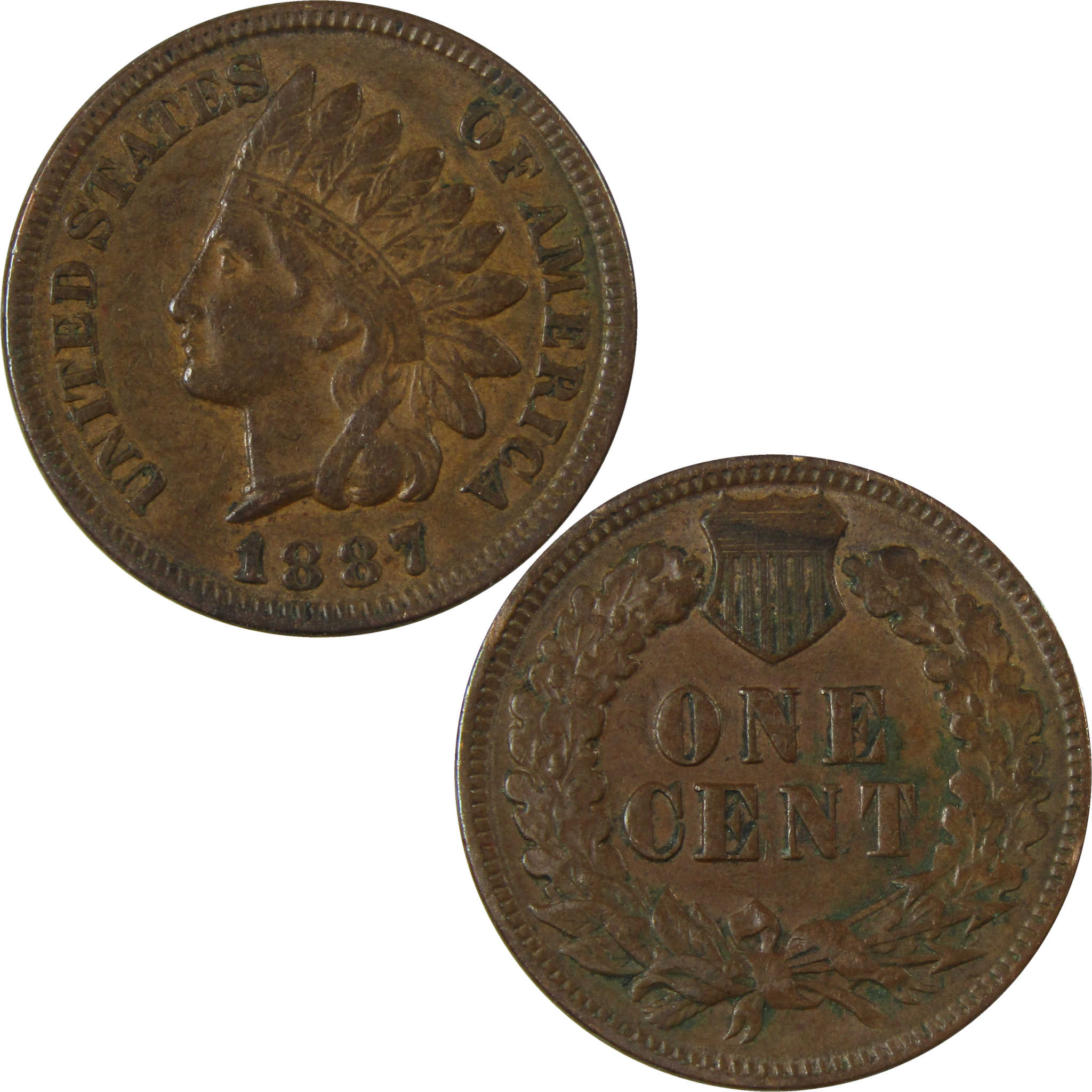 1887 Indian Head Cent XF EF Extremely Fine Penny 1c Coin SKU:I26978