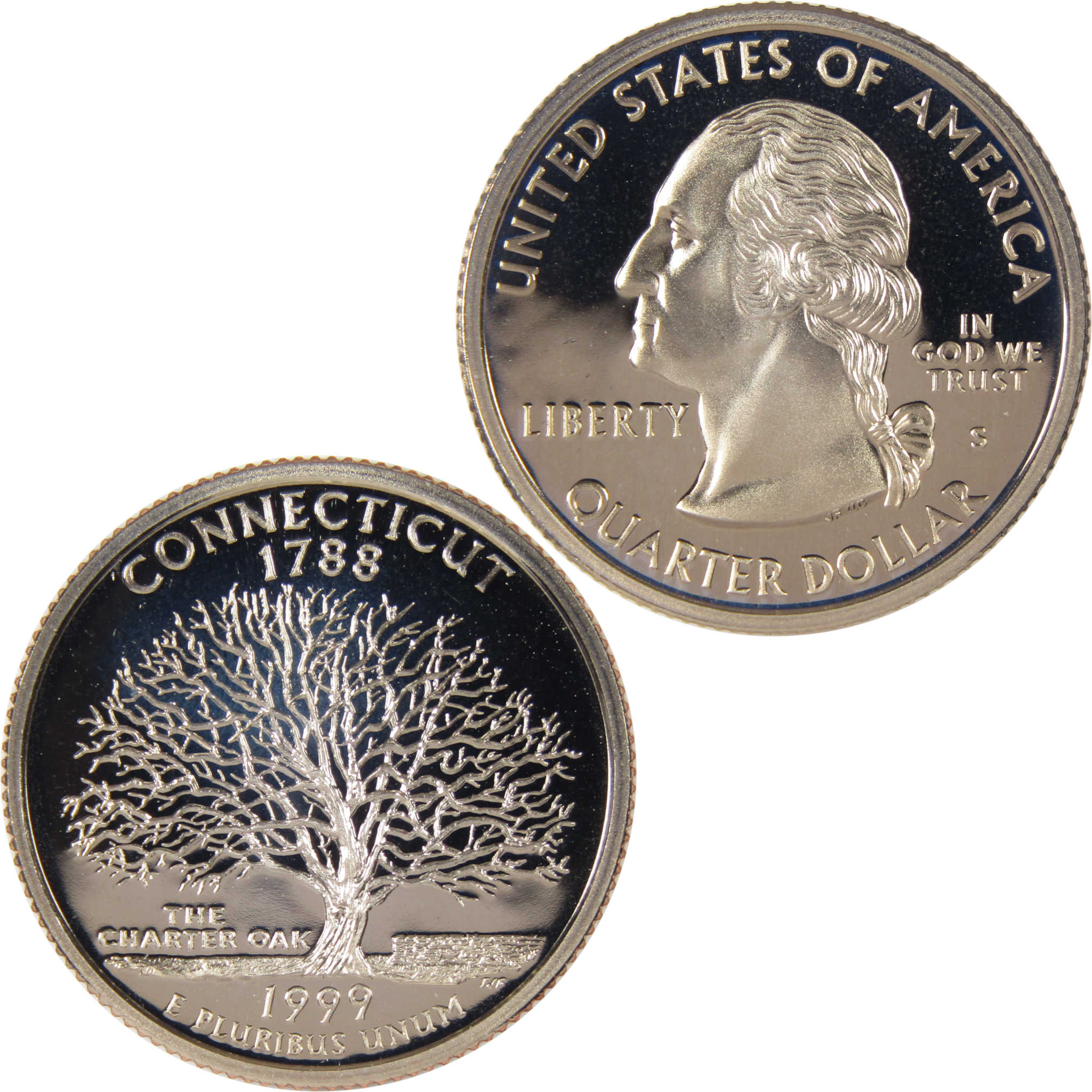 1999 S Connecticut State Quarter Clad 25c Proof Coin