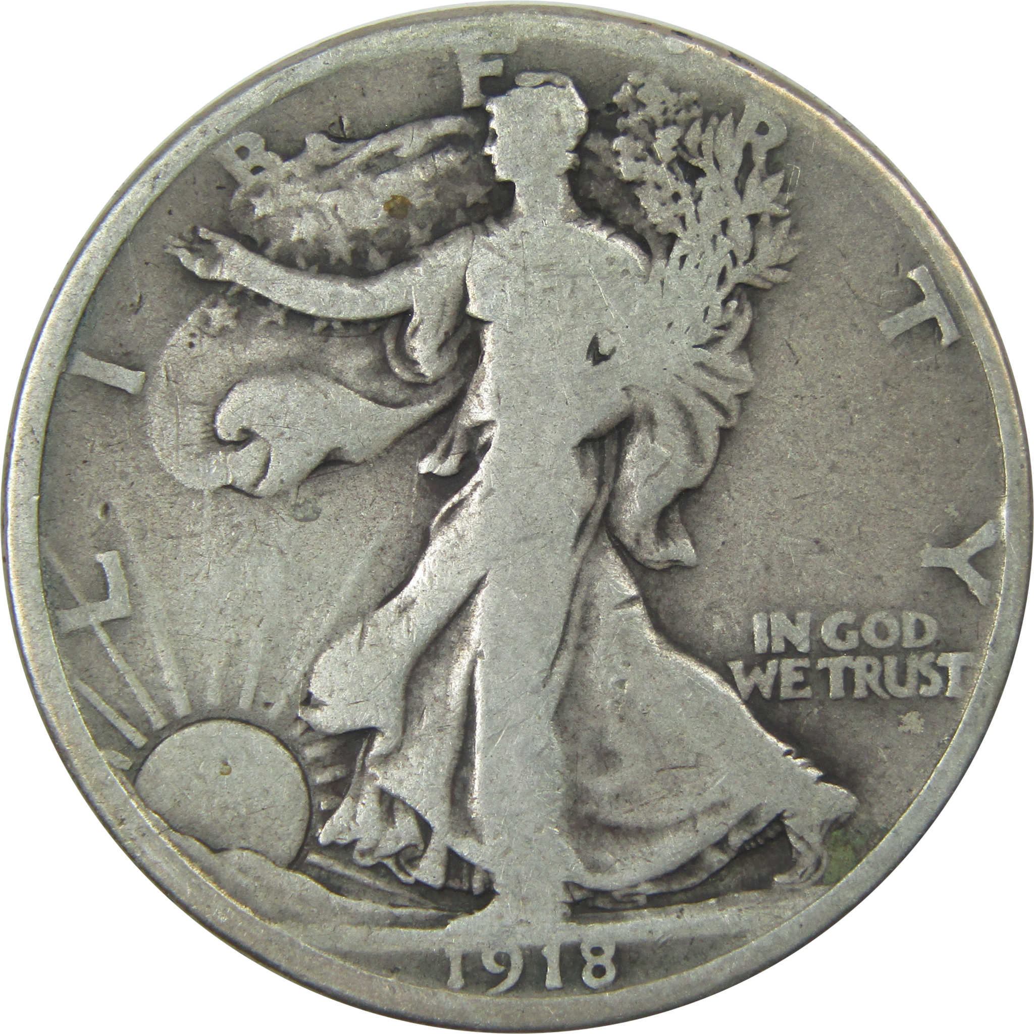 1918 D Liberty Walking Half Dollar VG Very Good Silver 50c SKU:I15267