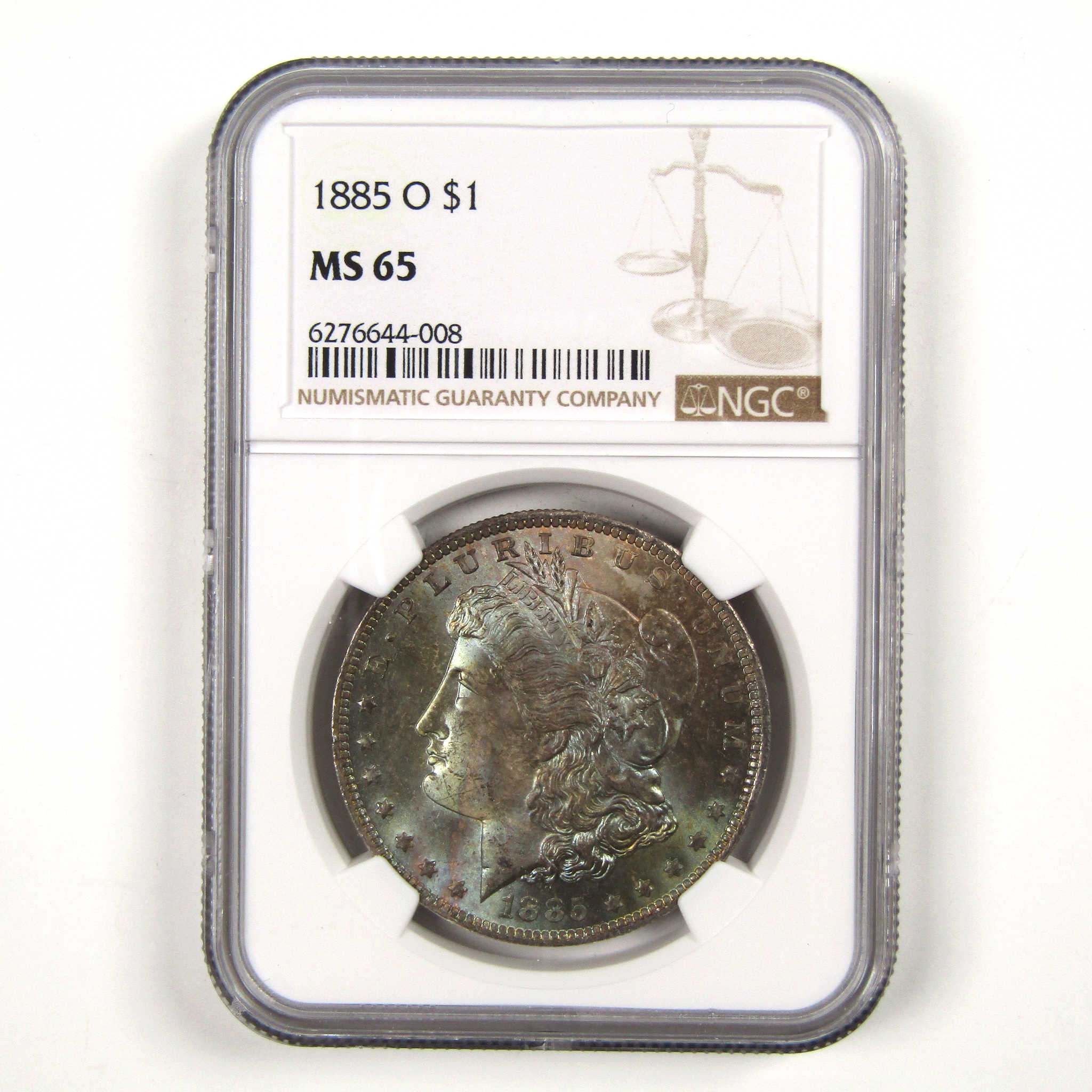 1885 O Morgan Dollar MS 65 NGC $1 Coin Toned Obverse SKU:I7803