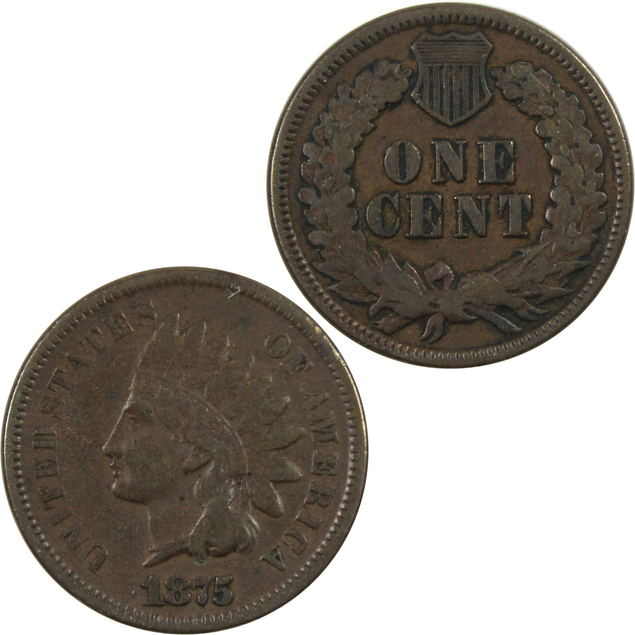 1875 Indian Head Cent VF Very Fine Penny 1c Coin SKU:I14237